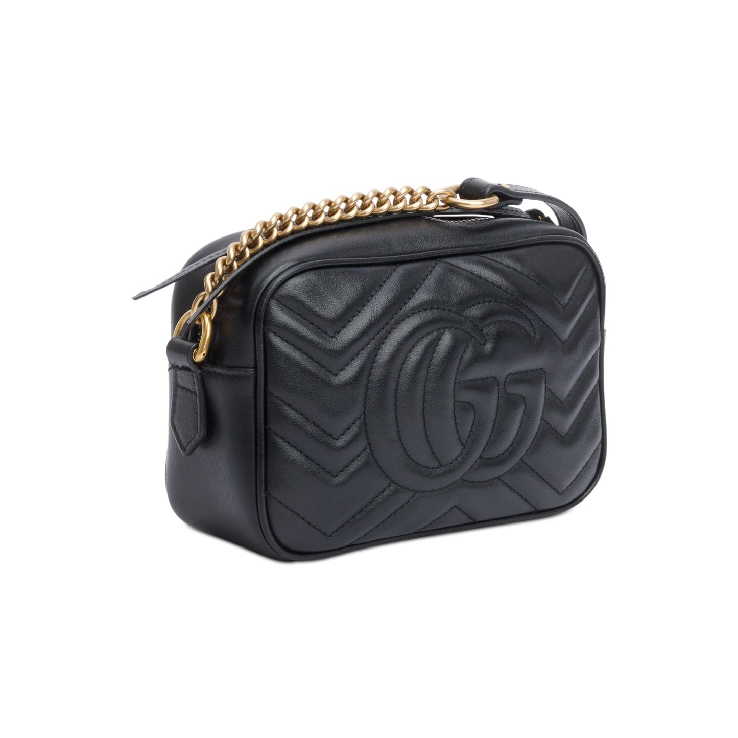 Gucci Black GG Marmont Matelasse Mini Camera Bag