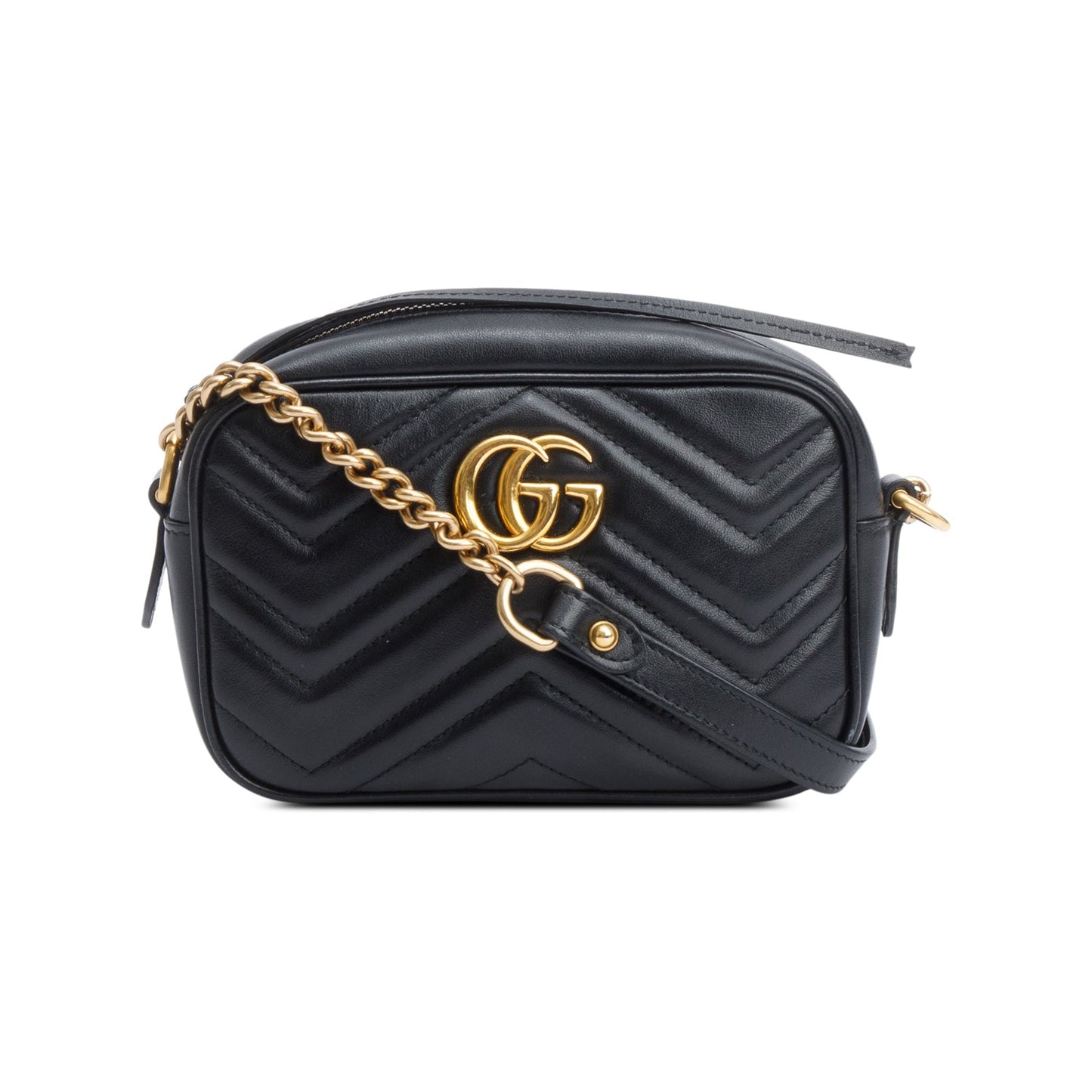 Gucci Black GG Marmont Matelasse Mini Camera Bag