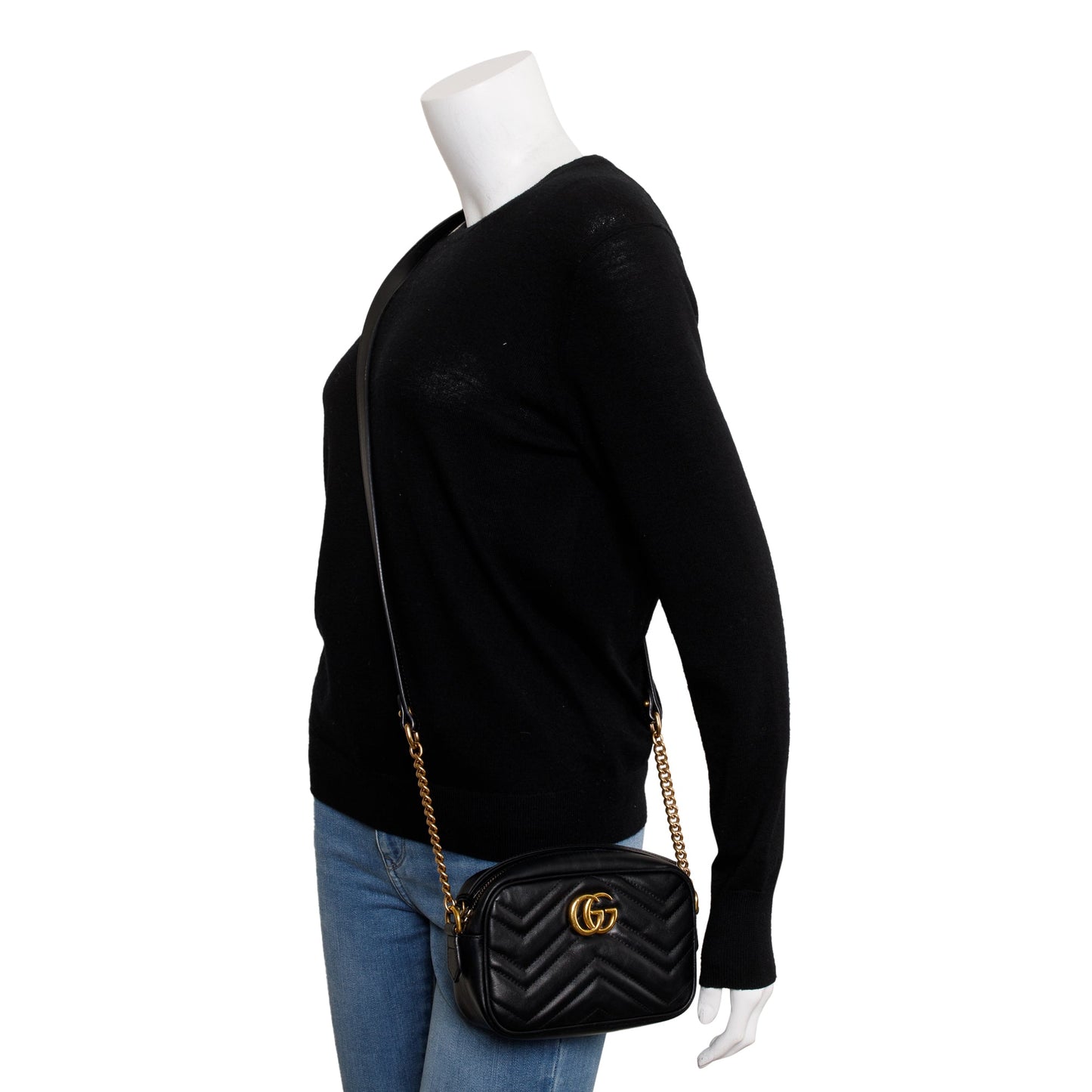 Gucci Black GG Marmont Matelasse Mini Shoulder Bag