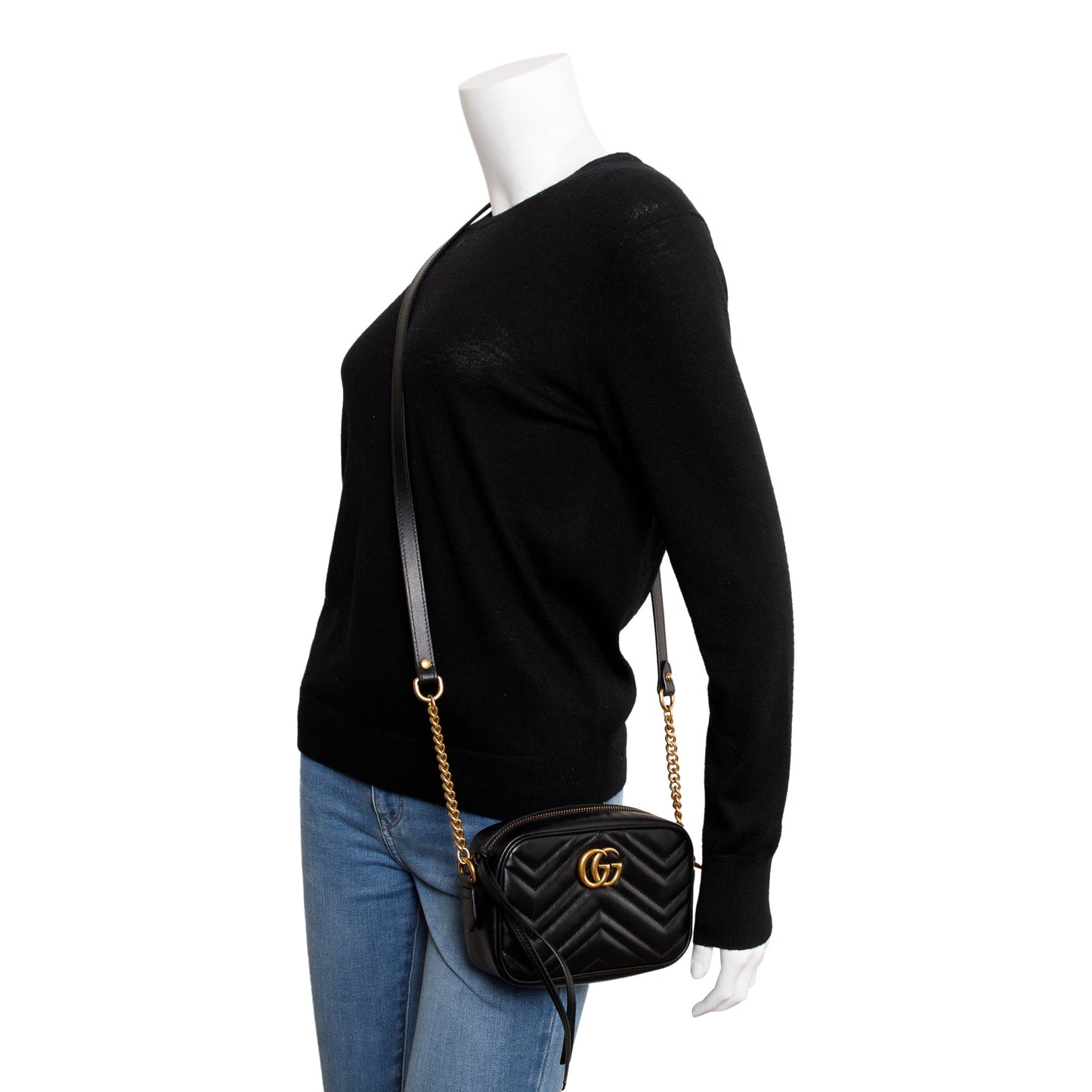 Gucci Black GG Marmont Matelasse Mini Shoulder Bag