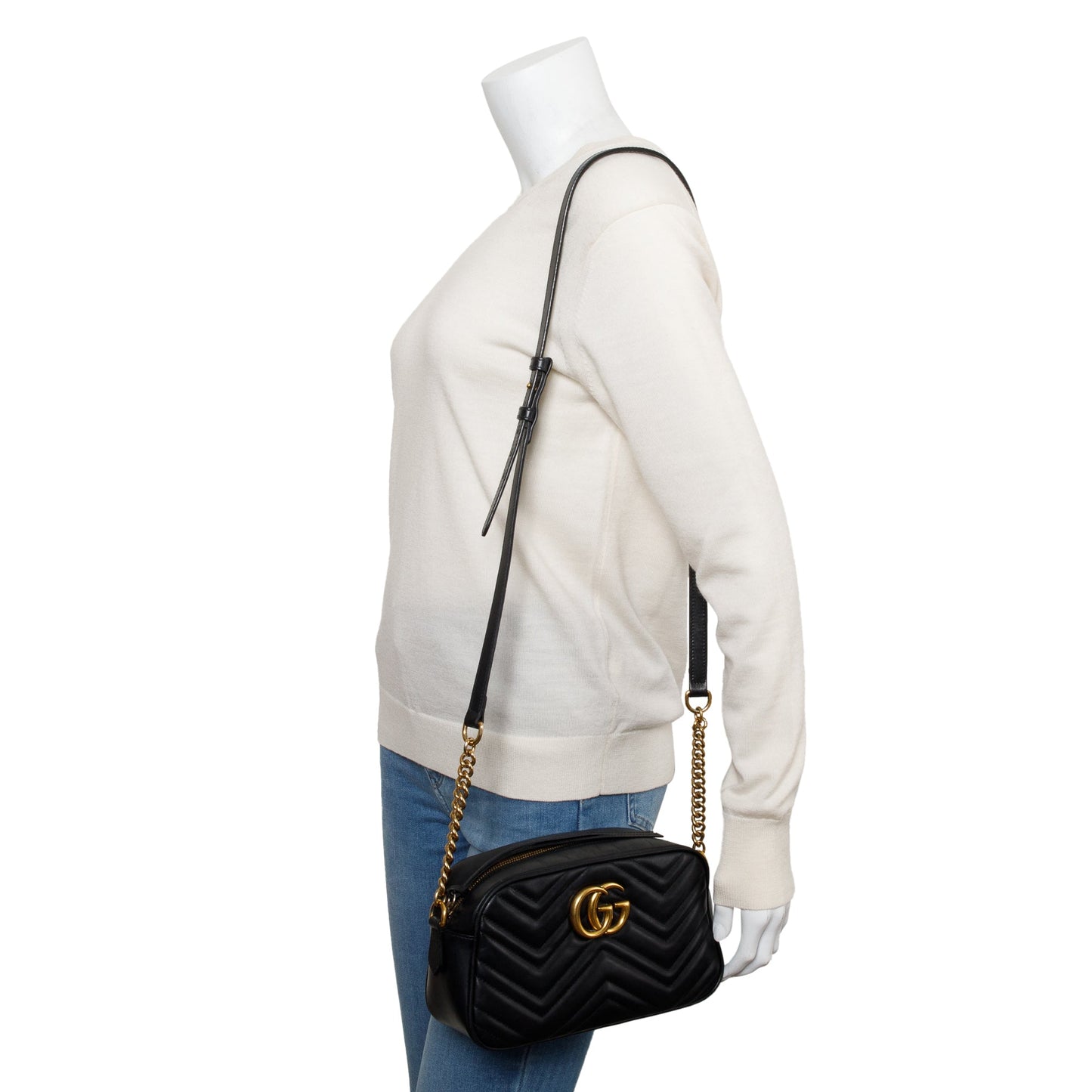 Gucci Black GG Marmont Matelasse Small Shoulder Bag