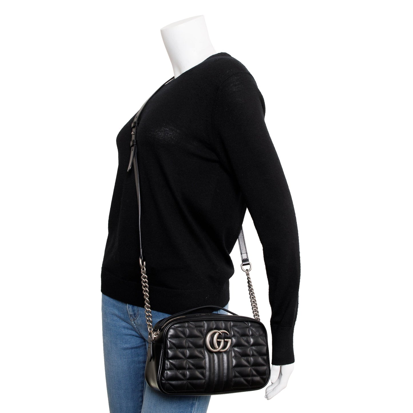 Gucci Black GG Marmont Matelasse Small Shoulder Bag
