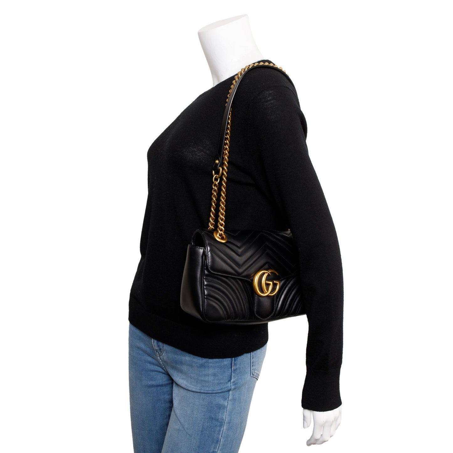 Gucci Black GG Marmont Matelasse Small Shoulder Bag