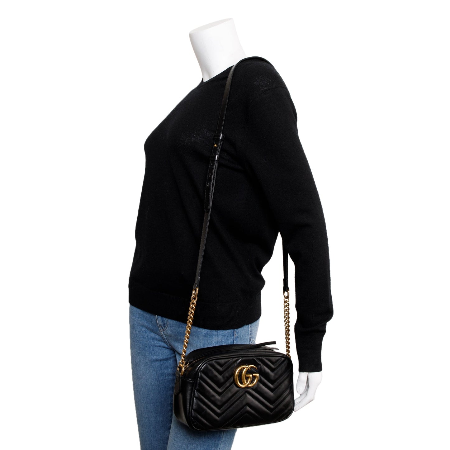 Gucci Black GG Marmont Matelasse Small Shoulder Bag