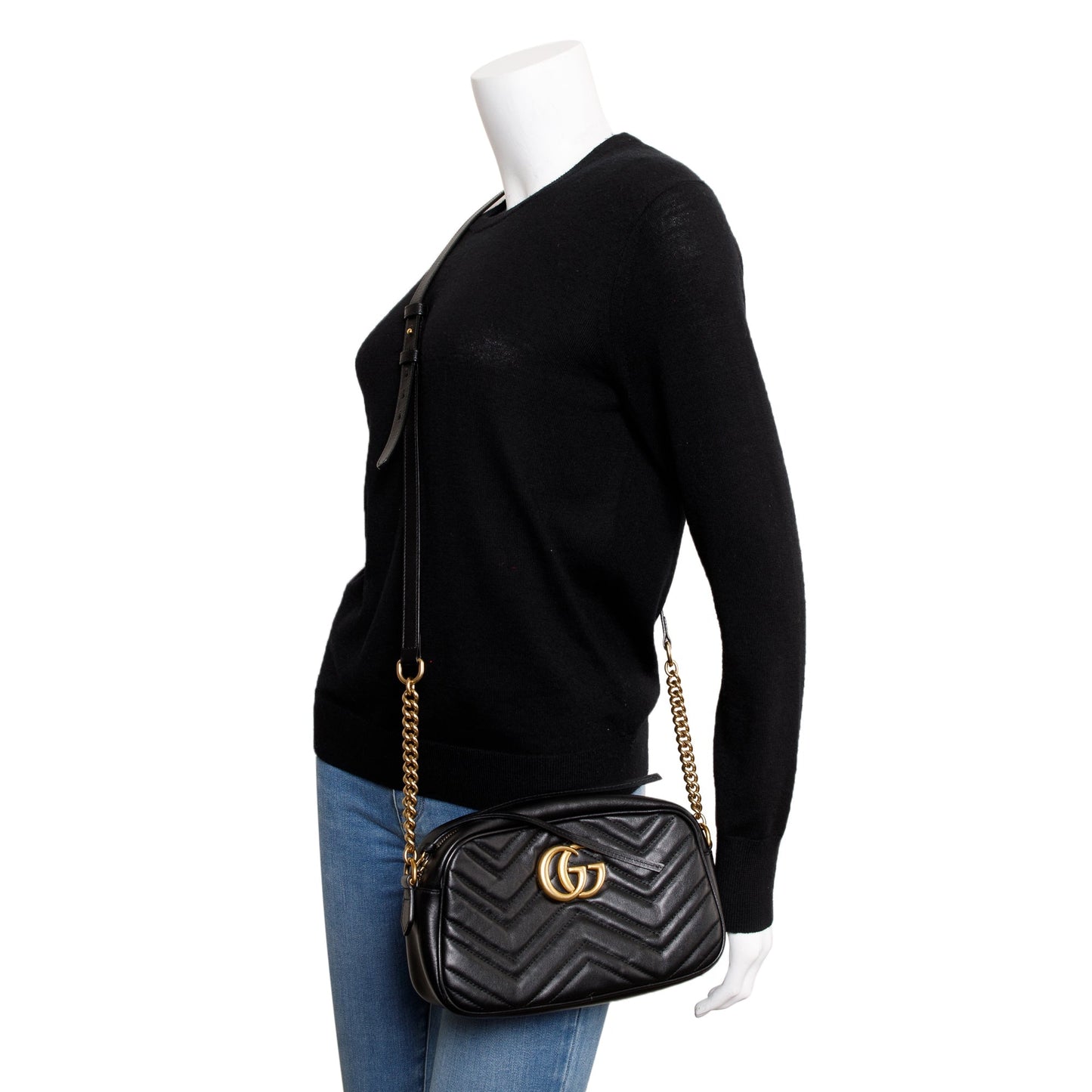 Gucci Black GG Marmont Matelasse Small Shoulder Bag