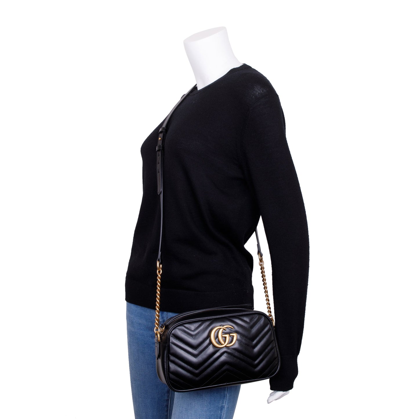 Gucci Black GG Marmont Matelasse Small Shoulder Bag