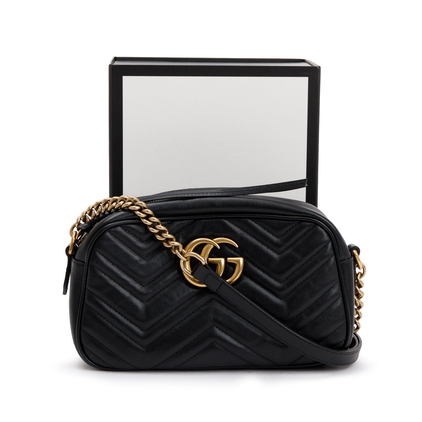 Gucci Black GG Marmont Matelasse Small Shoulder Bag