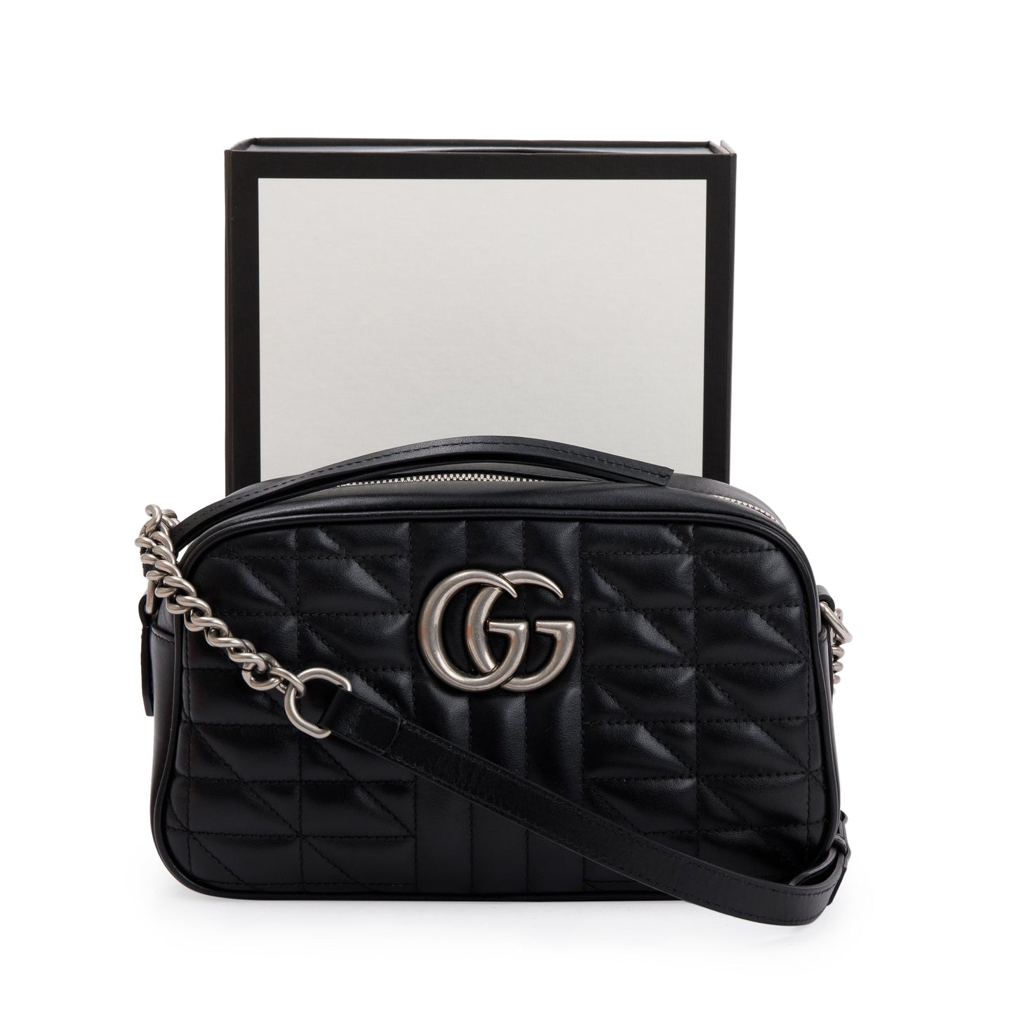 Gucci Black GG Marmont Matelasse Small Shoulder Bag