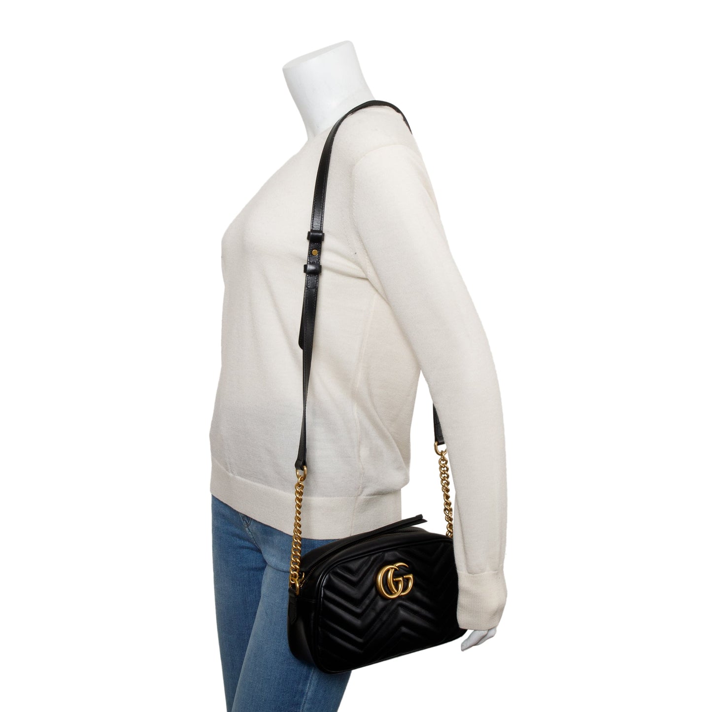 Gucci Black GG Marmont Matelasse Small Shoulder Bag