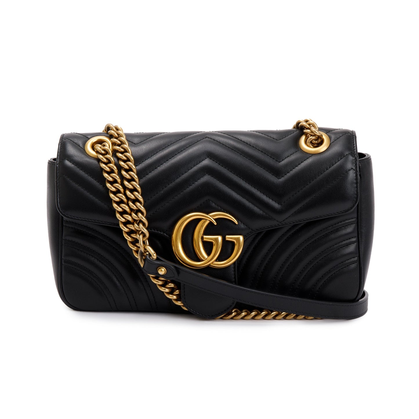 Gucci Black GG Marmont Matelasse Small Shoulder Bag