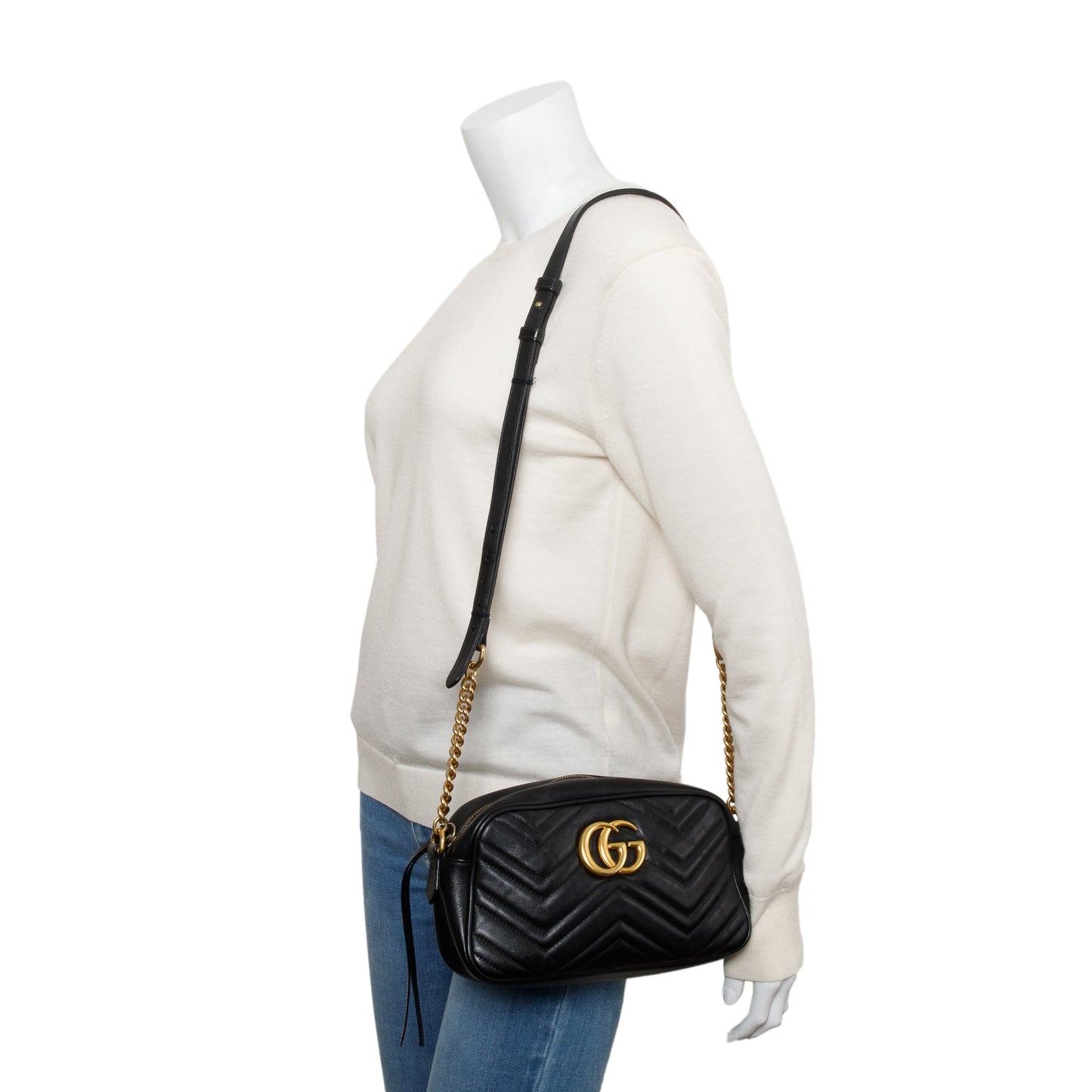 Gucci Black GG Marmont Matelasse Small Shoulder Bag