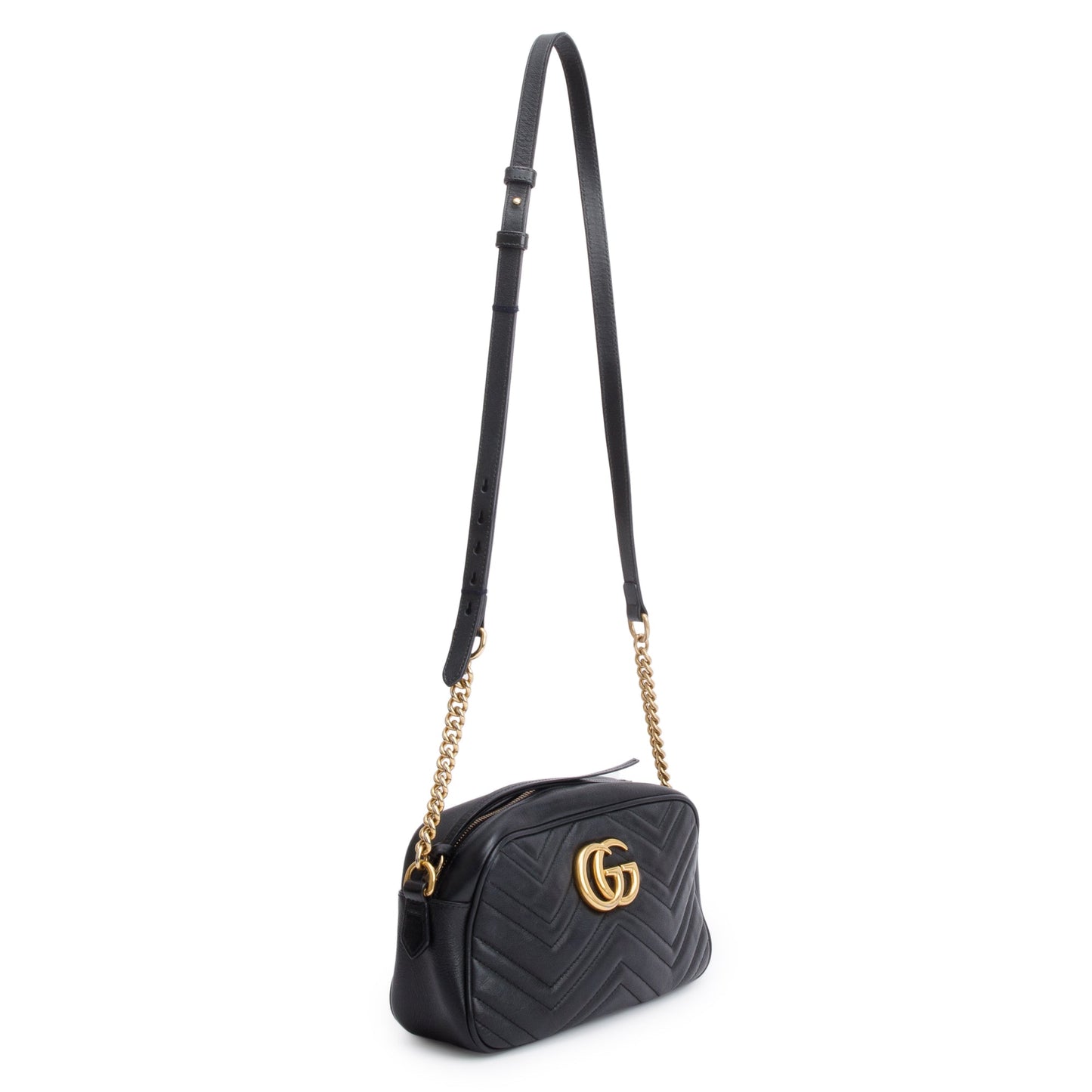 Gucci Black GG Marmont Matelasse Small Shoulder Bag