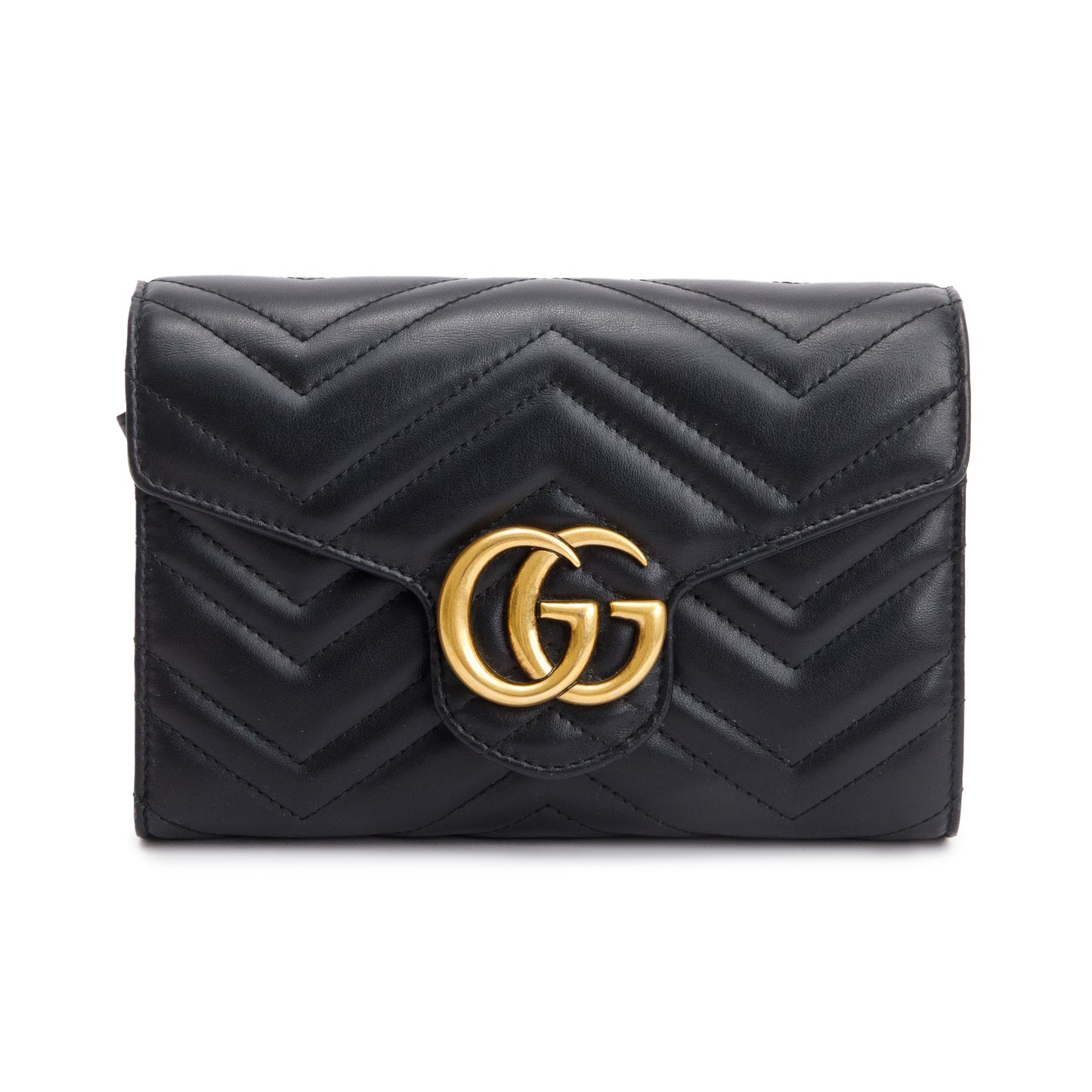 Gucci Black GG Marmont Mini Wallet on Chain