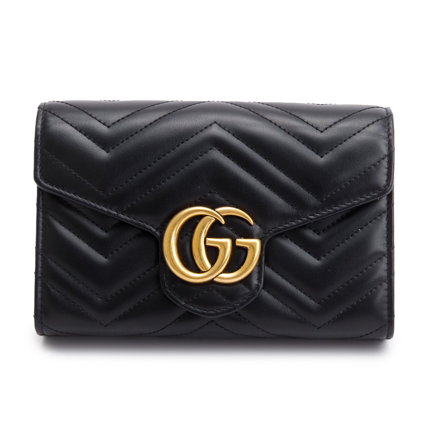 Gucci Black GG Marmont Mini Wallet on Chain