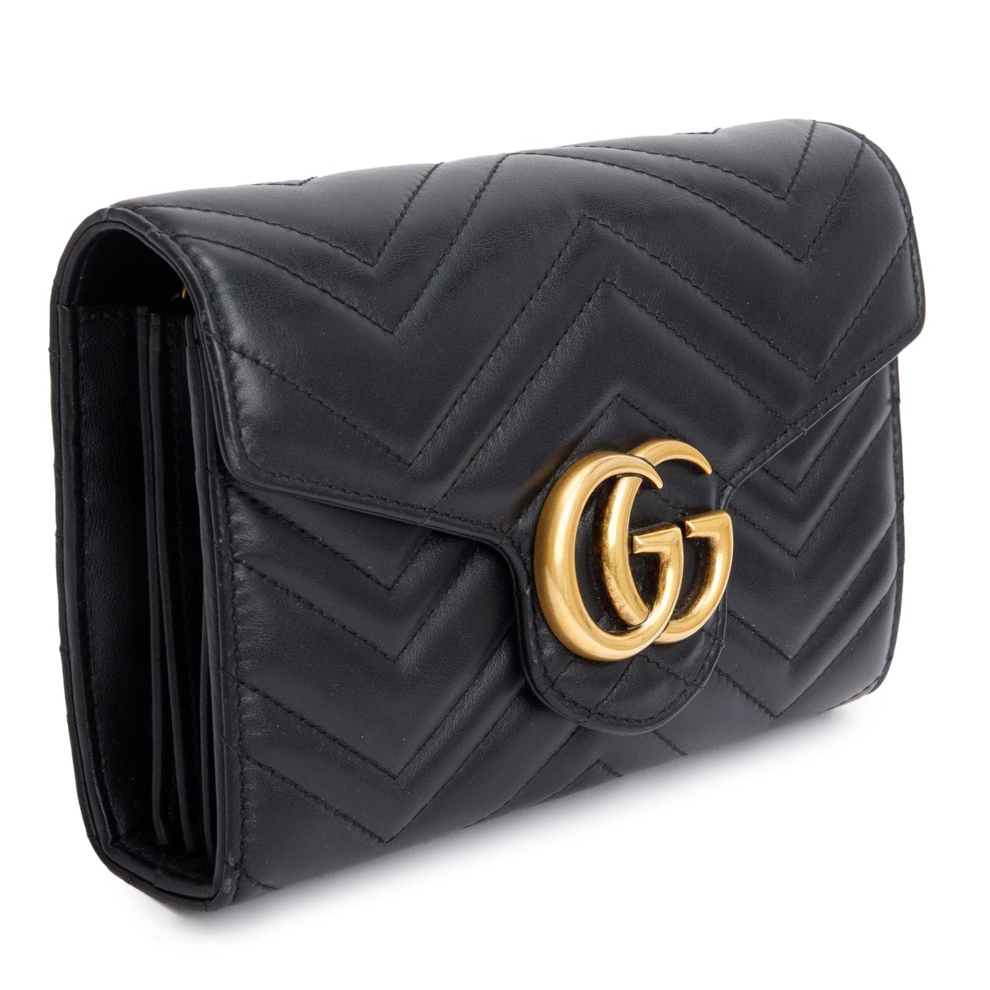 Gucci Black GG Marmont Mini Wallet on Chain