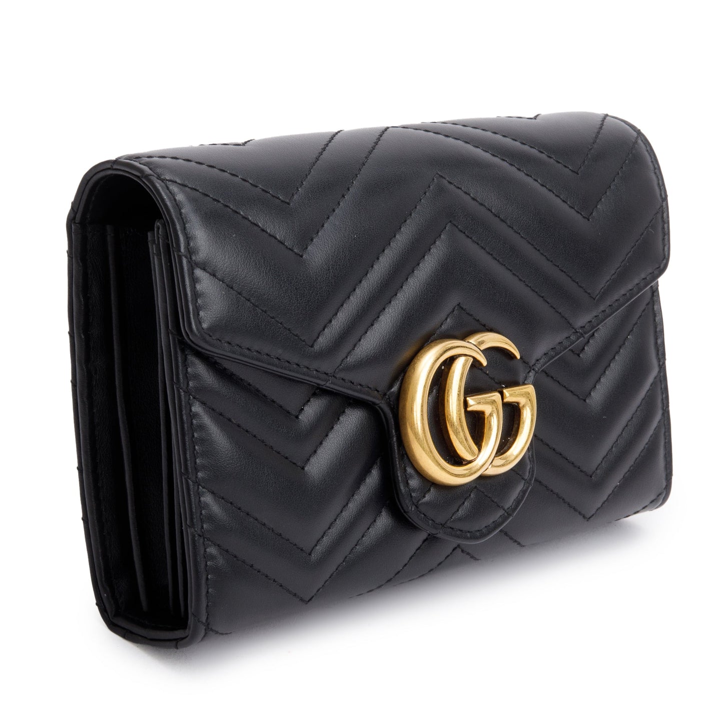 Gucci Black GG Marmont Mini Wallet on Chain