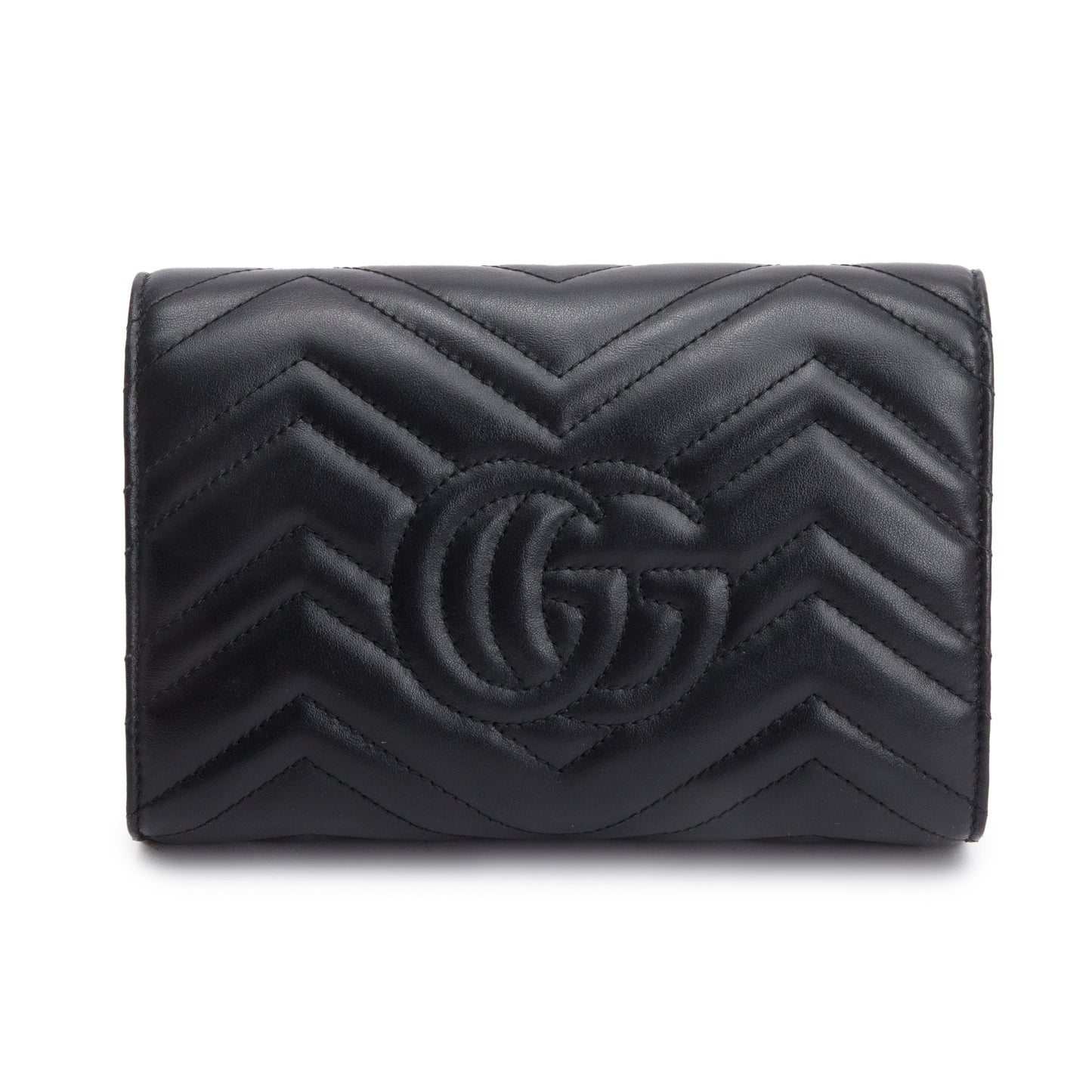 Gucci Black GG Marmont Mini Wallet on Chain