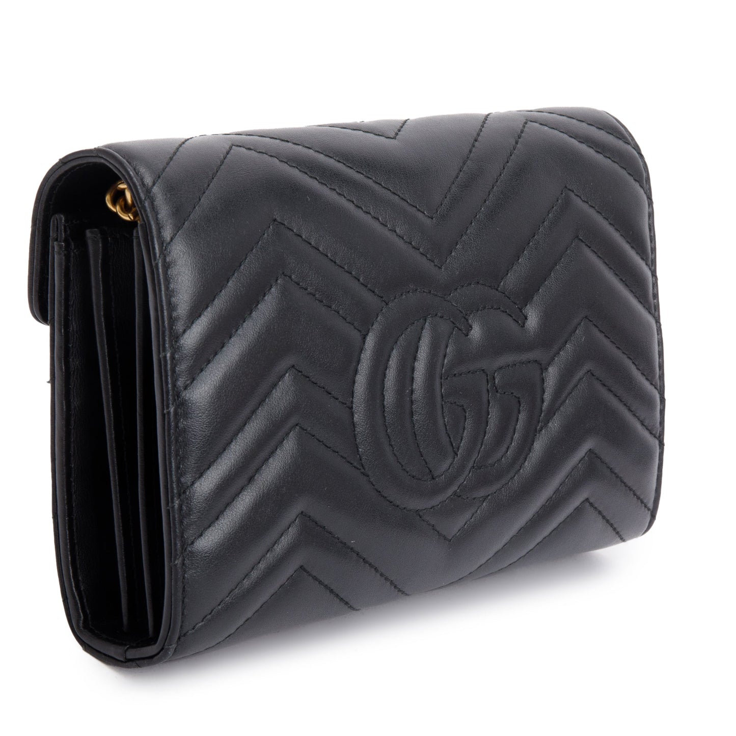 Gucci Black GG Marmont Mini Wallet on Chain