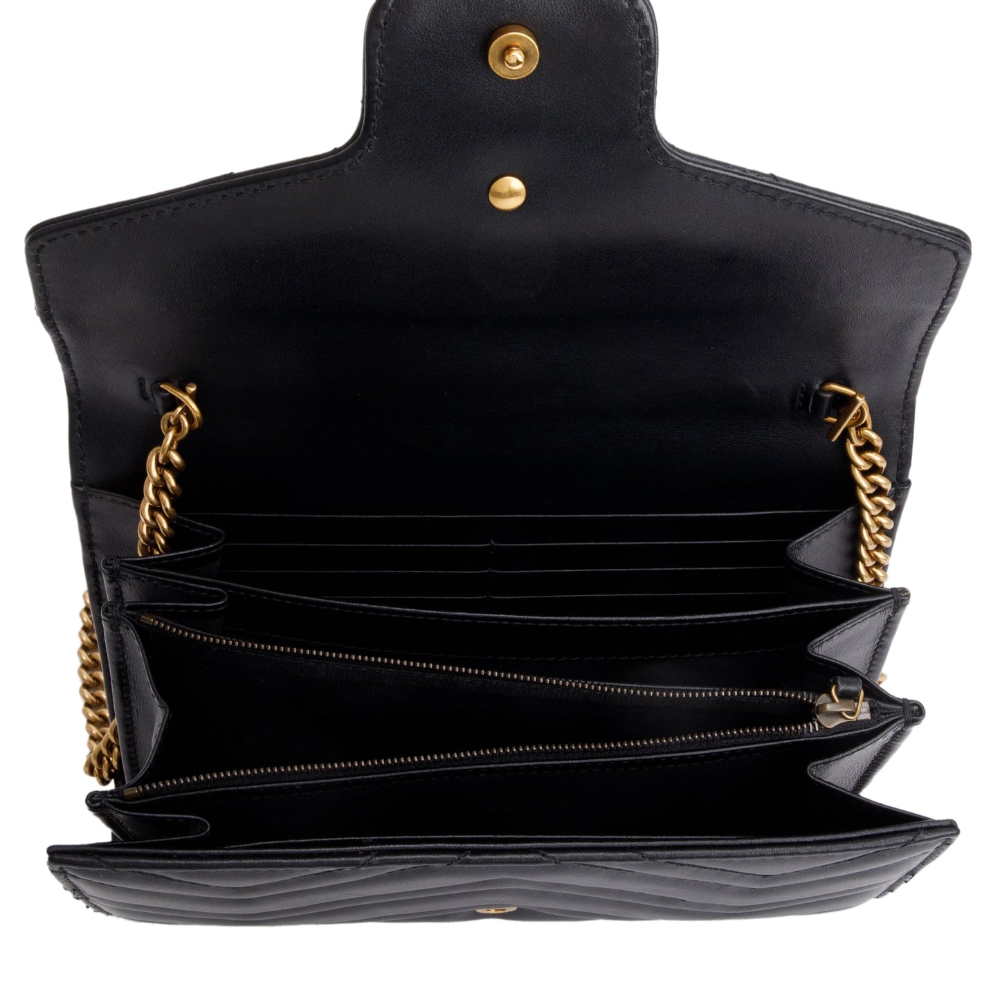 Gucci Black GG Marmont Mini Wallet on Chain
