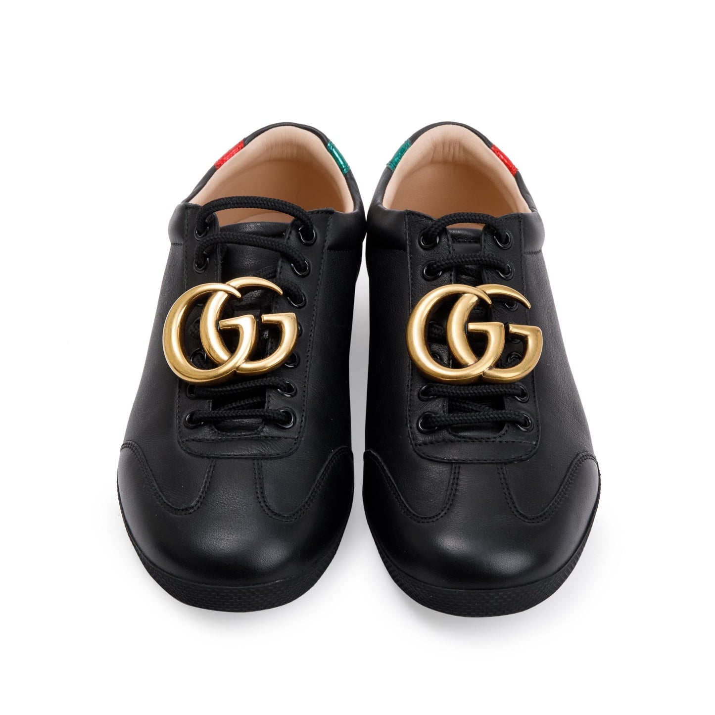 Gucci Black GG Marmont Snakeskin-Trimmed Sneakers, Size 5.5