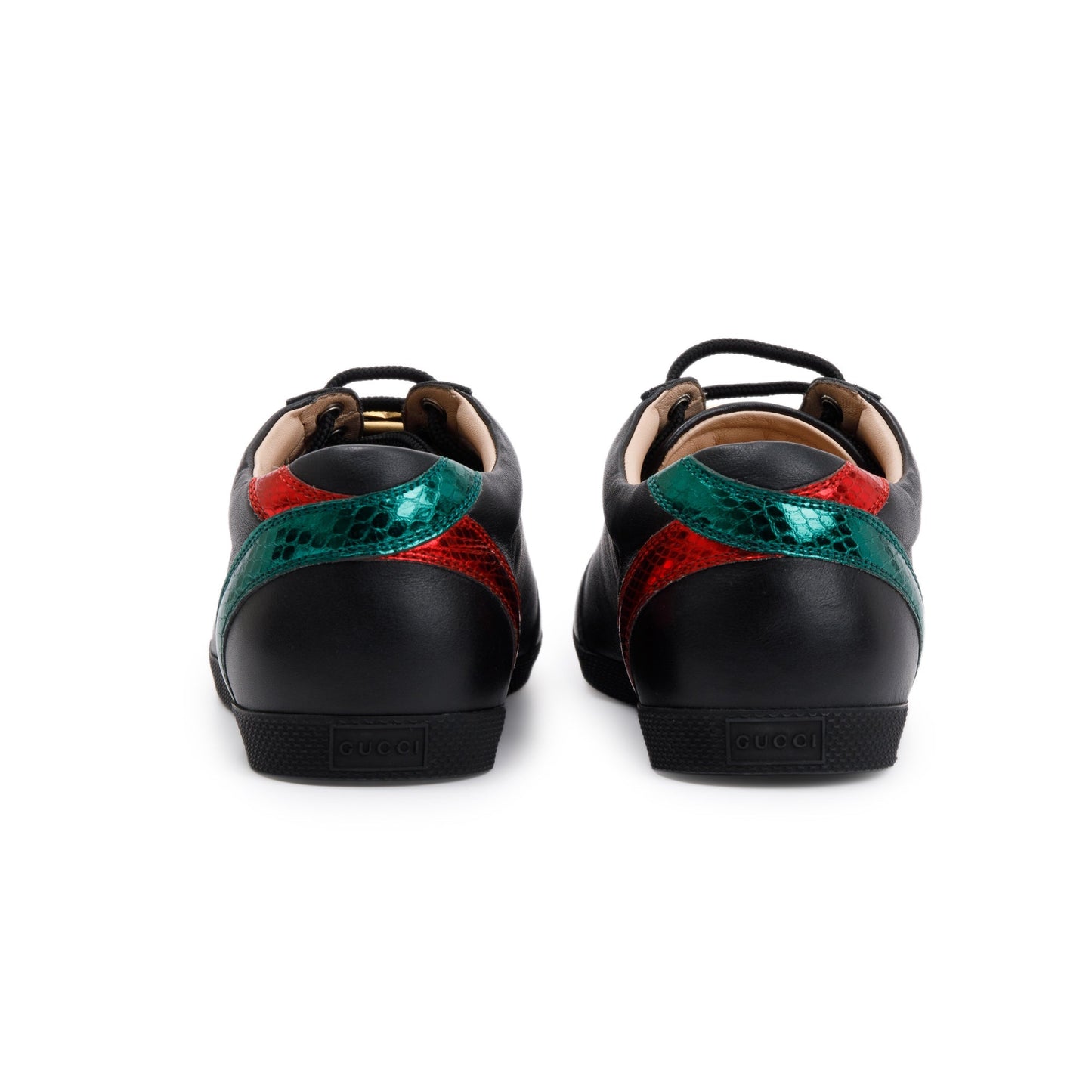 Gucci Black GG Marmont Snakeskin-Trimmed Sneakers, Size 5.5