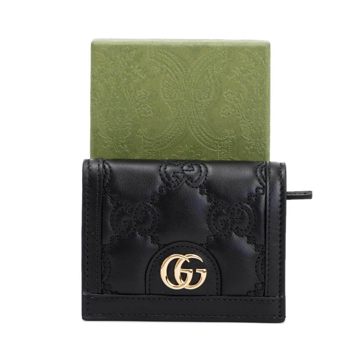 Gucci Black GG Matelasse Leather Card Case Wallet