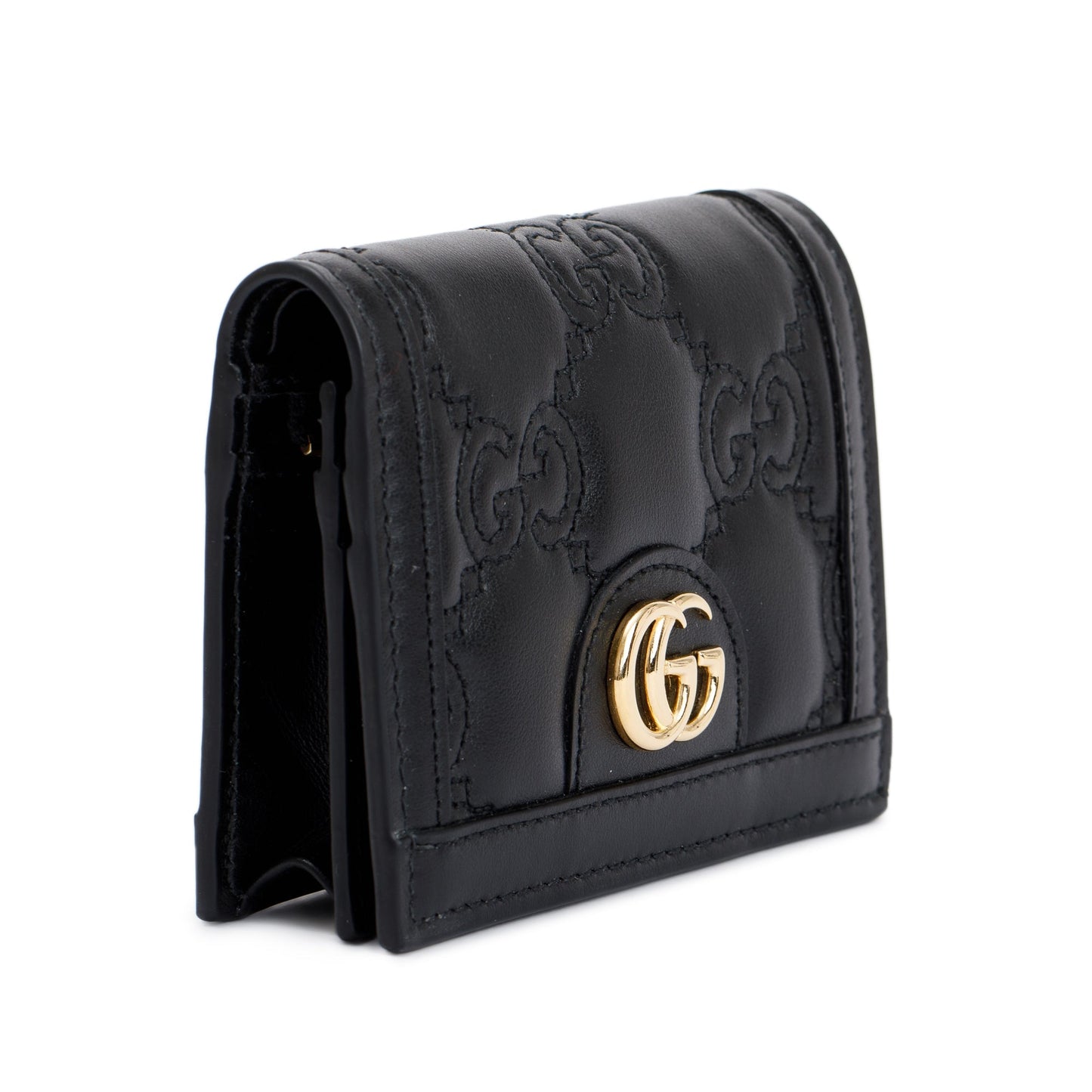 Gucci Black GG Matelasse Leather Card Case Wallet