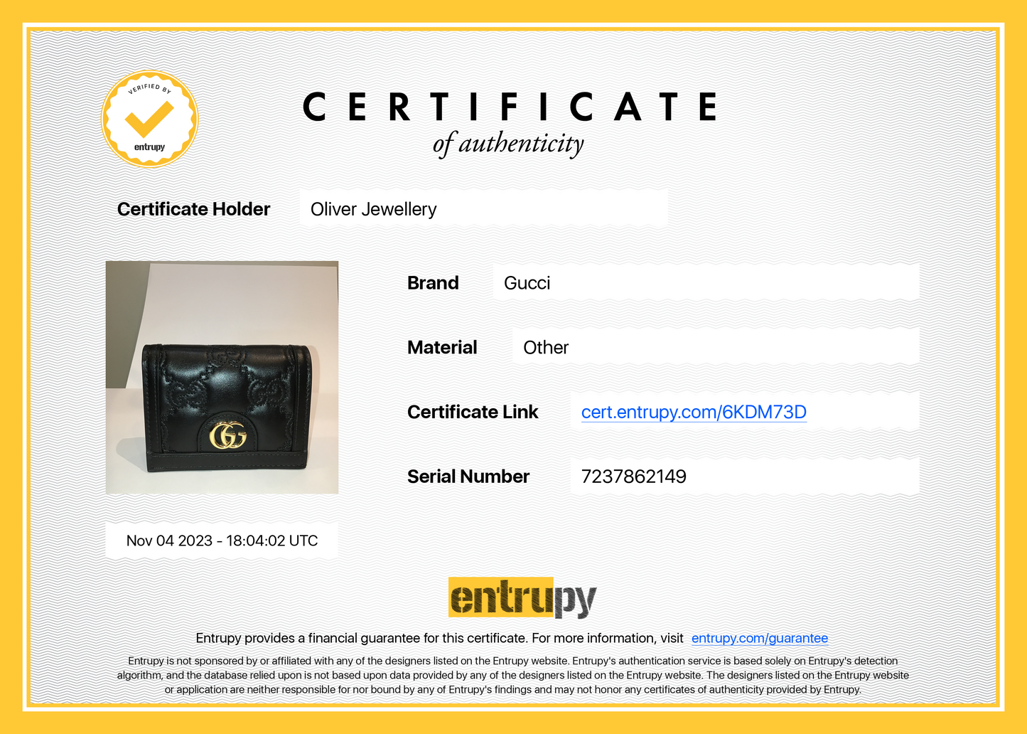 Gucci Black GG Matelasse Leather Card Case Wallet