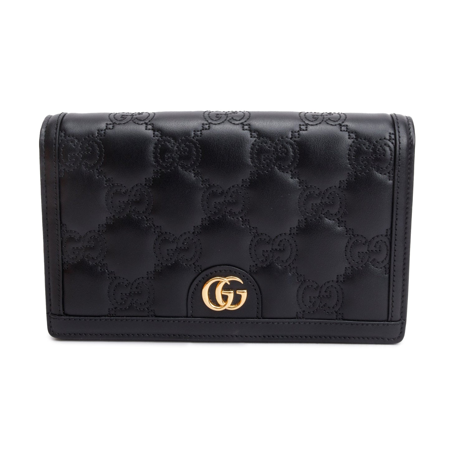 Gucci Black GG Matelasse Leather Chain Wallet