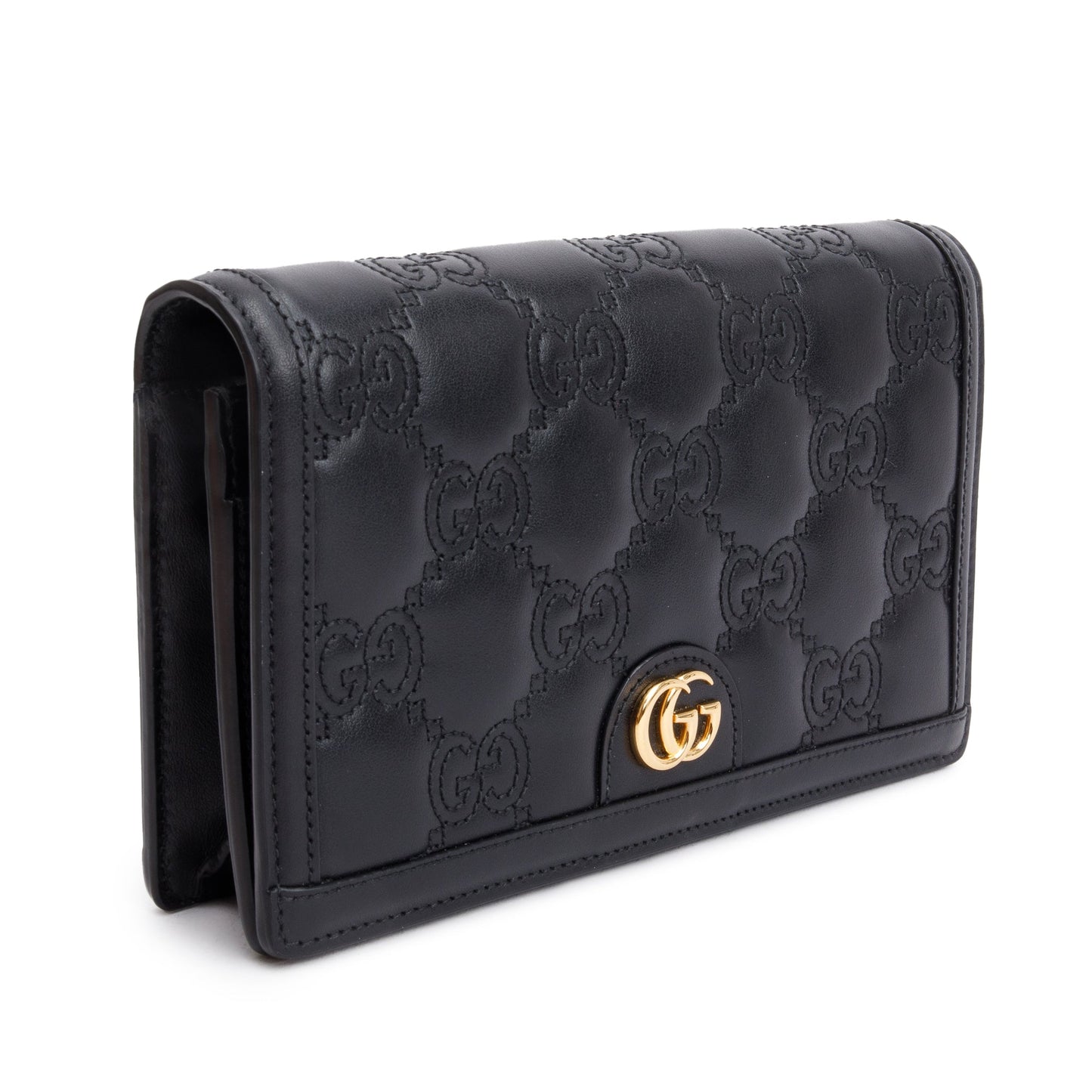 Gucci Black GG Matelasse Leather Chain Wallet