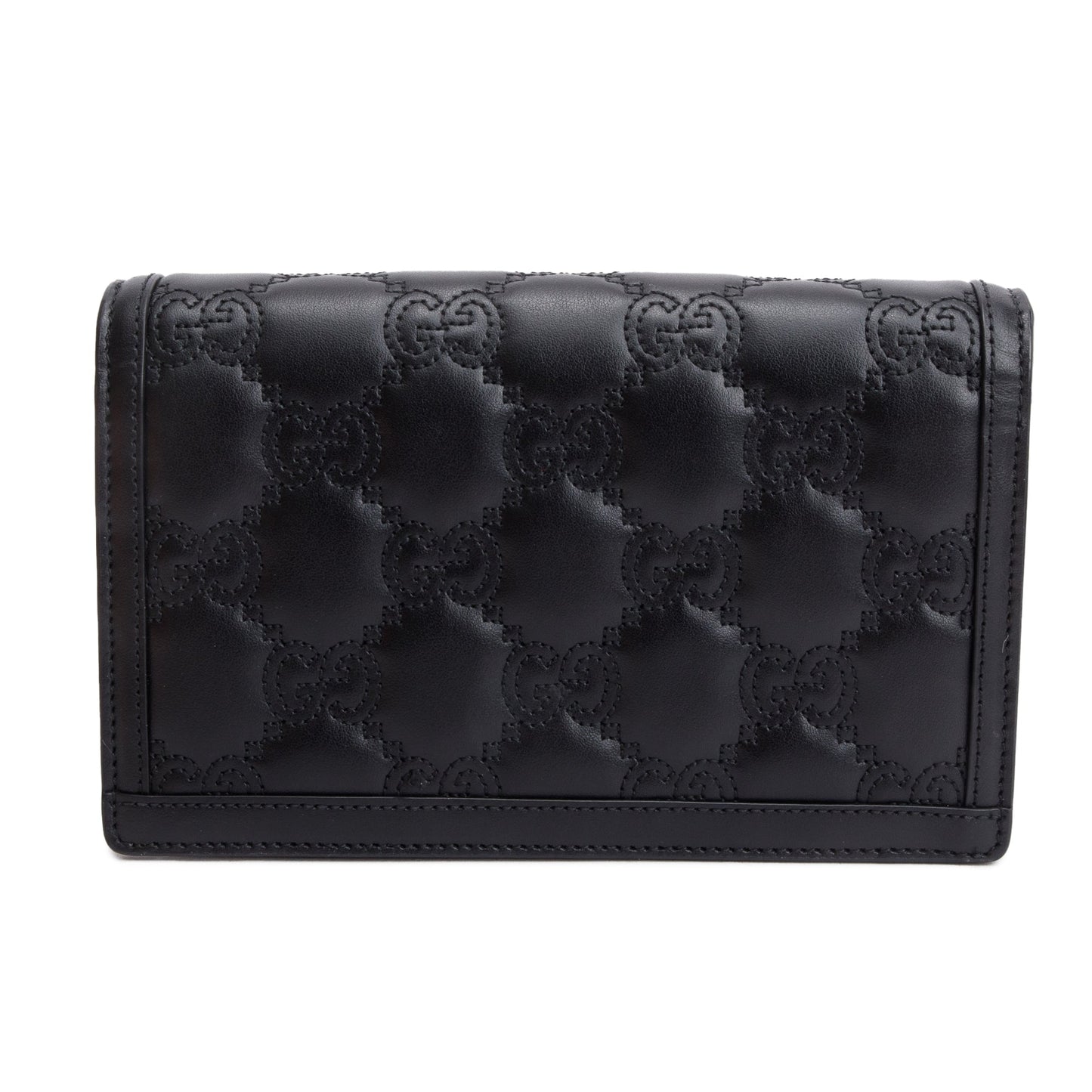 Gucci Black GG Matelasse Leather Chain Wallet