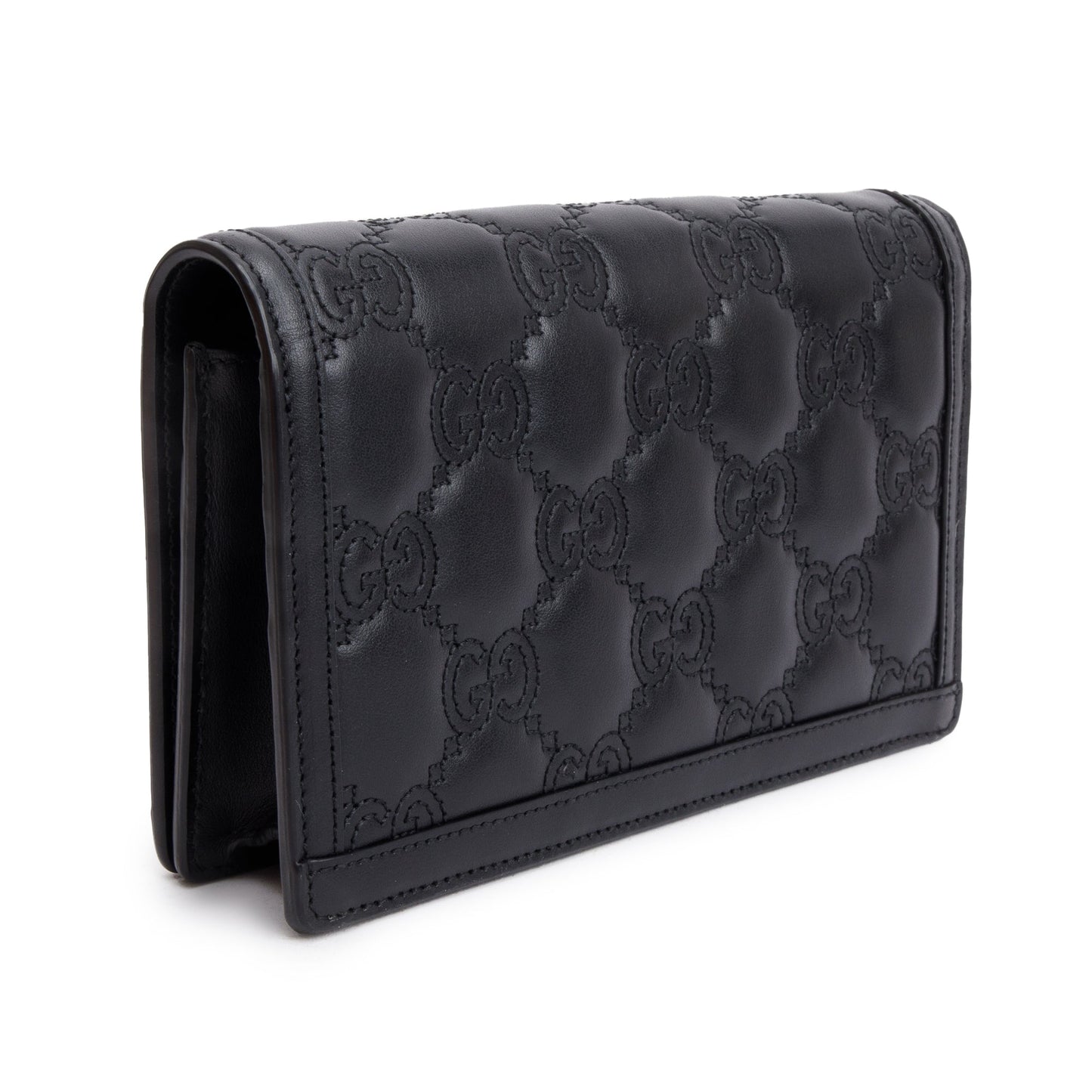 Gucci Black GG Matelasse Leather Chain Wallet