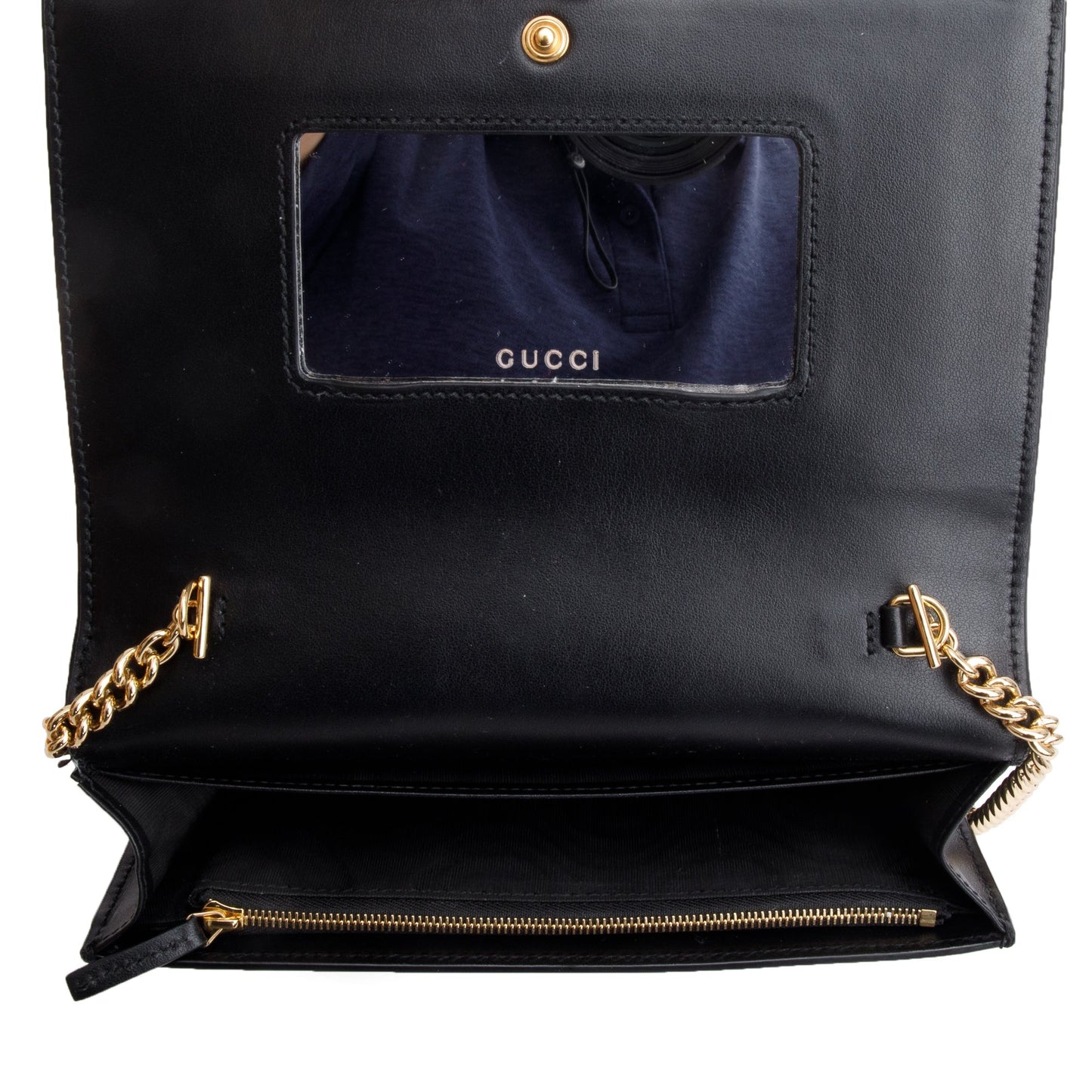 Gucci Black GG Matelasse Leather Chain Wallet