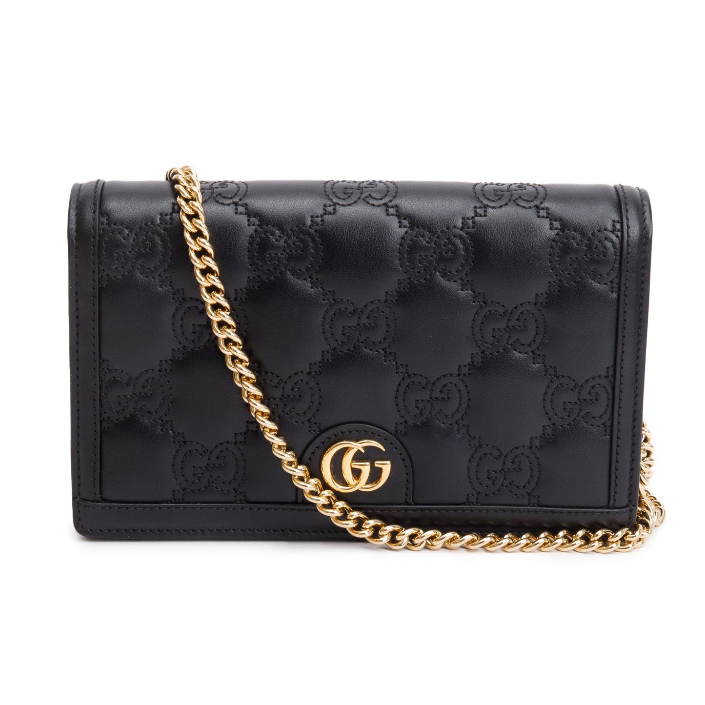 Gucci Black GG Matelasse Leather Chain Wallet