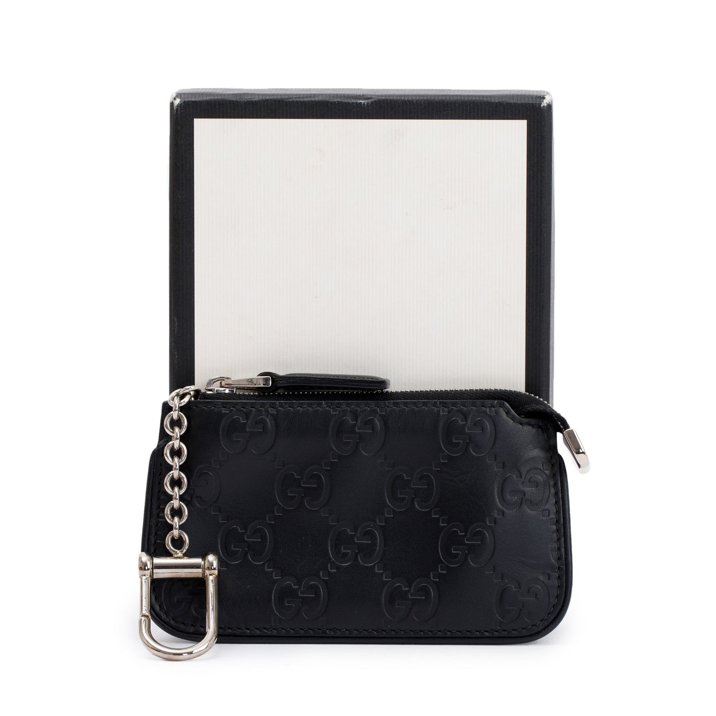 Gucci Black GG Signature Leather Key Pouch