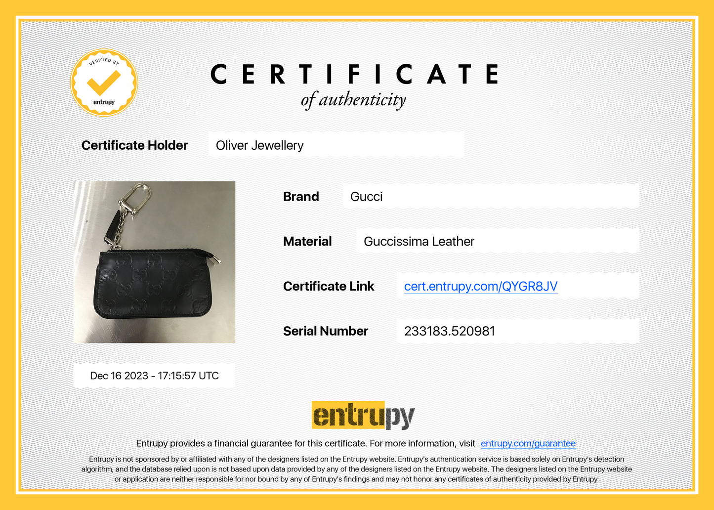 Gucci Black GG Signature Leather Key Pouch