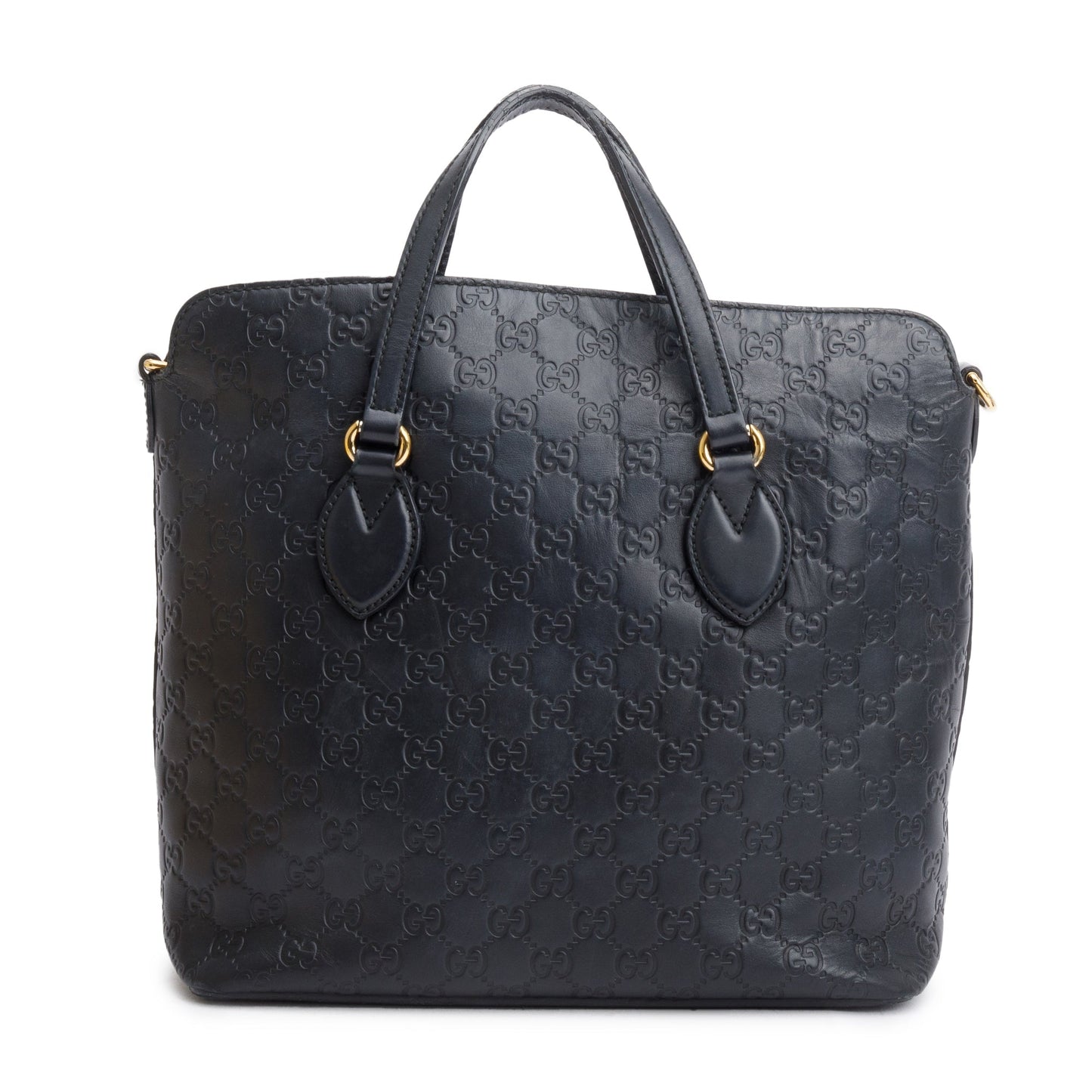 Gucci Black GG Signature Leather Linea A Foldover Tote