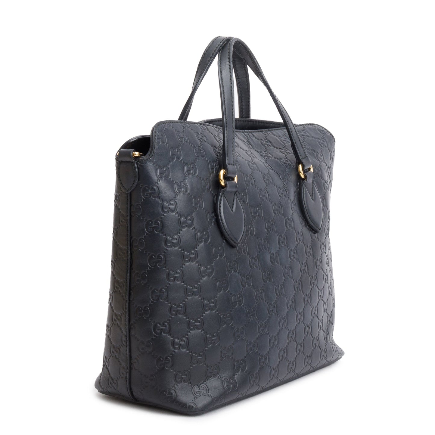 Gucci Black GG Signature Leather Linea A Foldover Tote