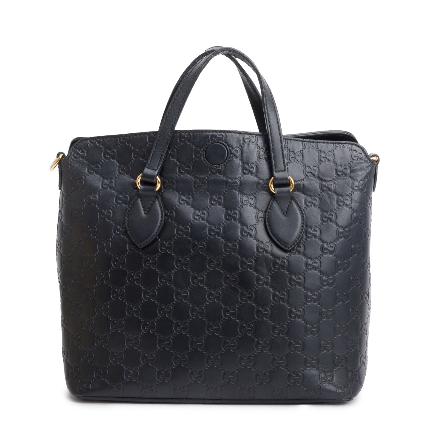 Gucci Black GG Signature Leather Linea A Foldover Tote