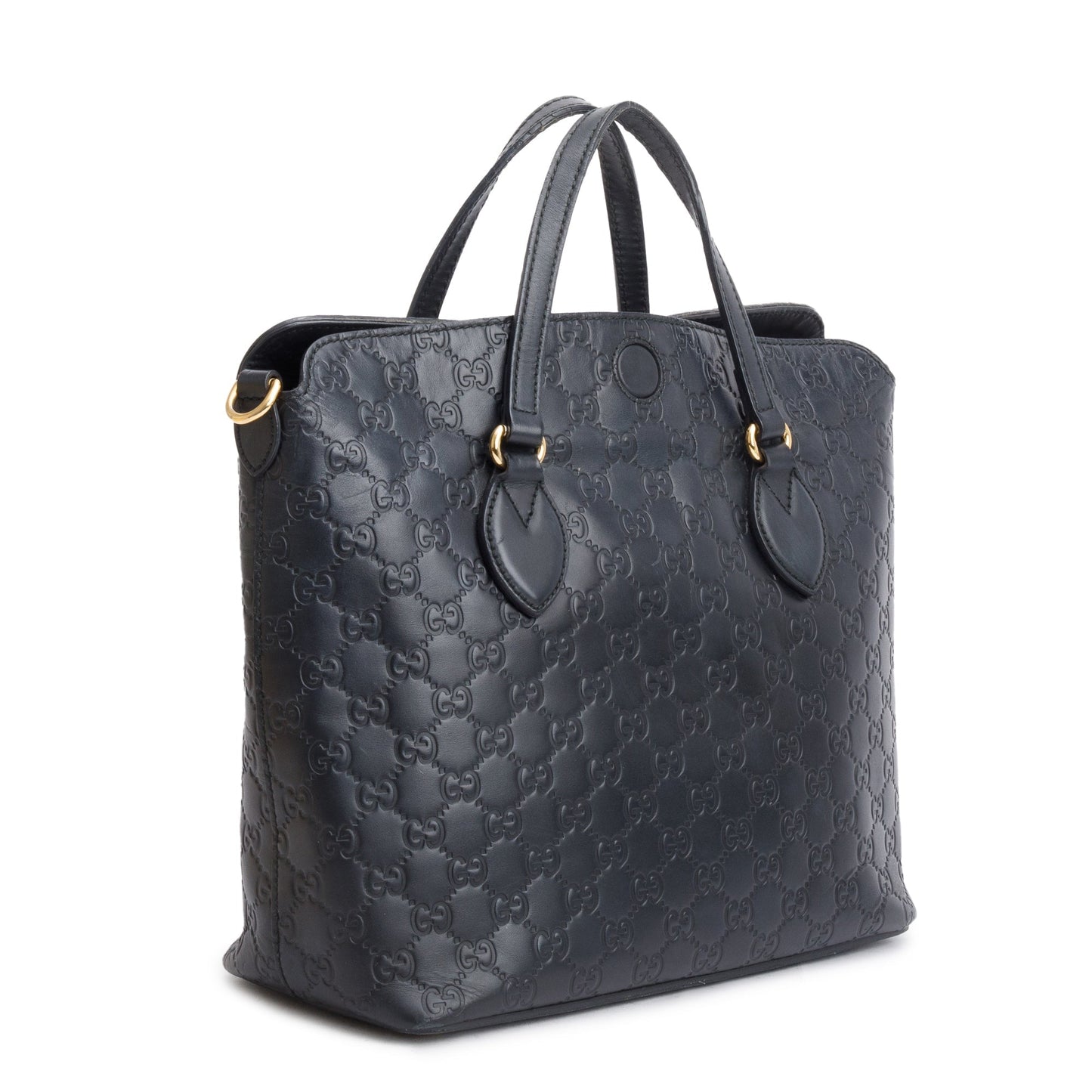 Gucci Black GG Signature Leather Linea A Foldover Tote
