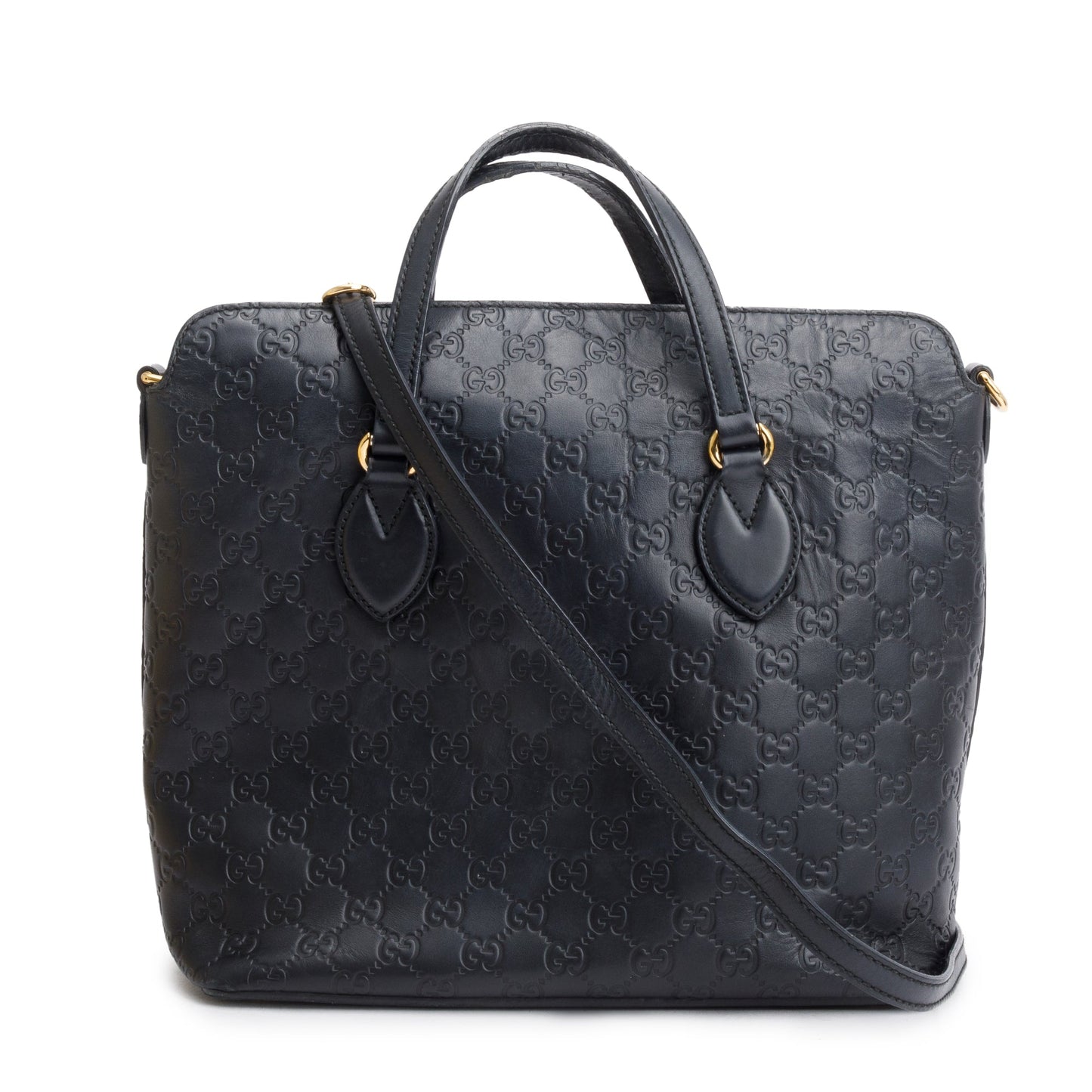 Gucci Black GG Signature Leather Linea A Foldover Tote