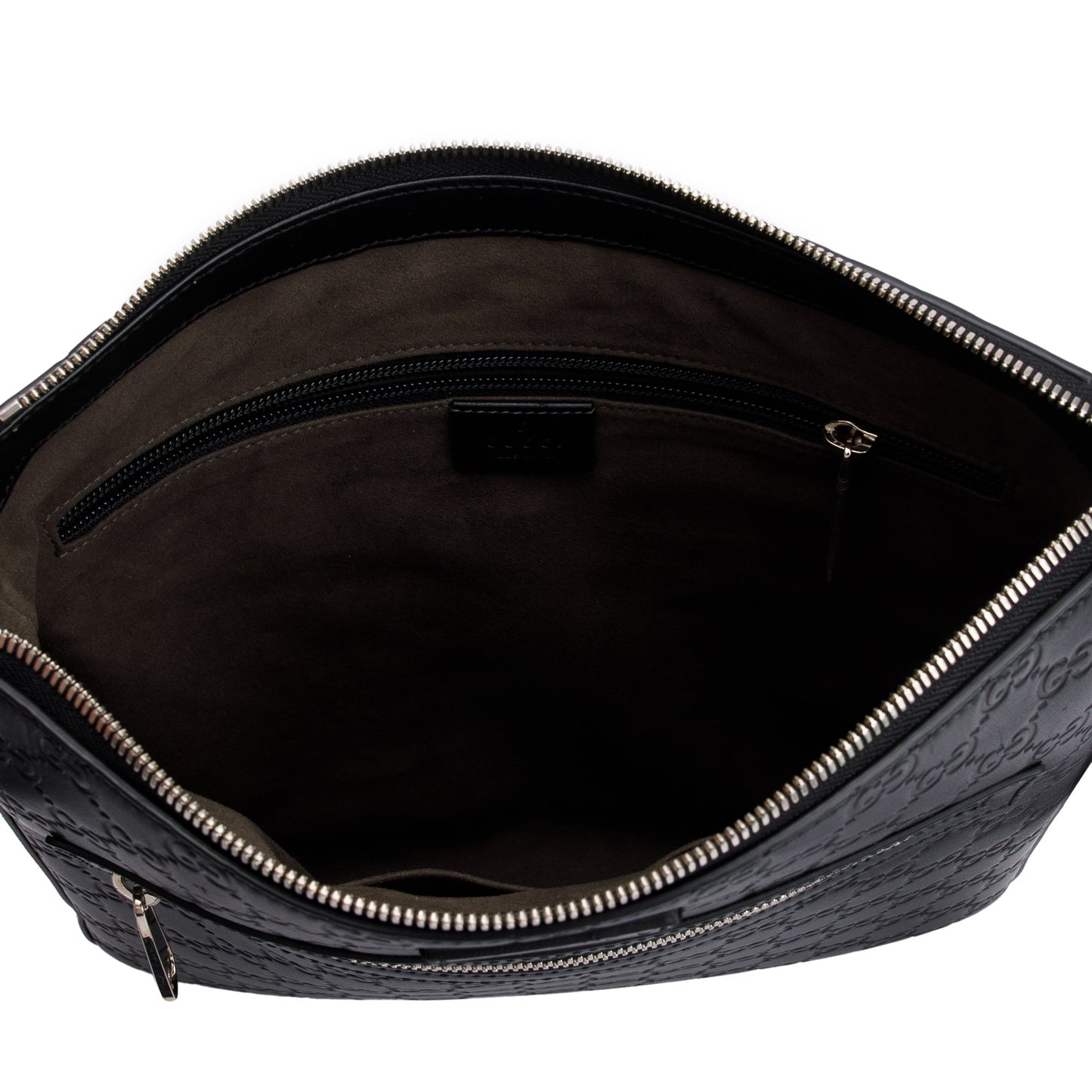 Gucci Black GG Signature Leather Medium Messenger Bag