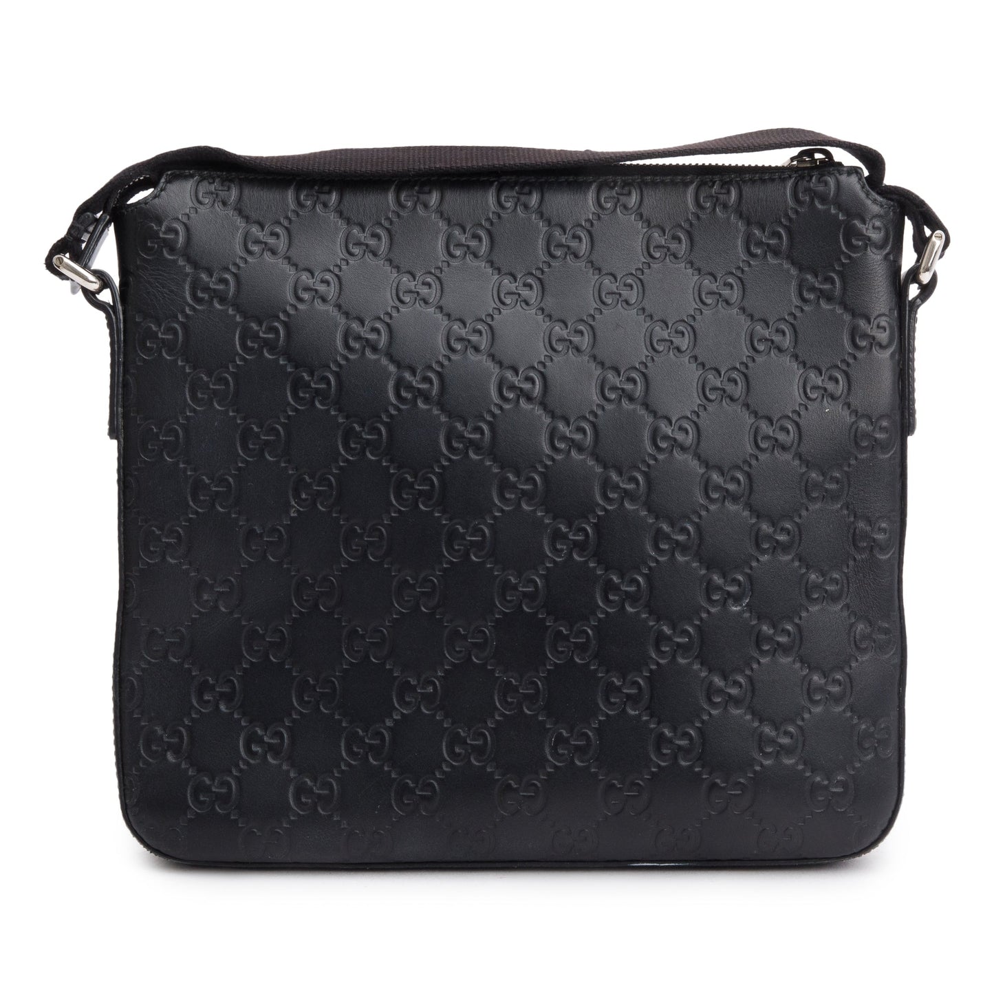 Gucci Black GG Signature Leather Small Messenger Bag
