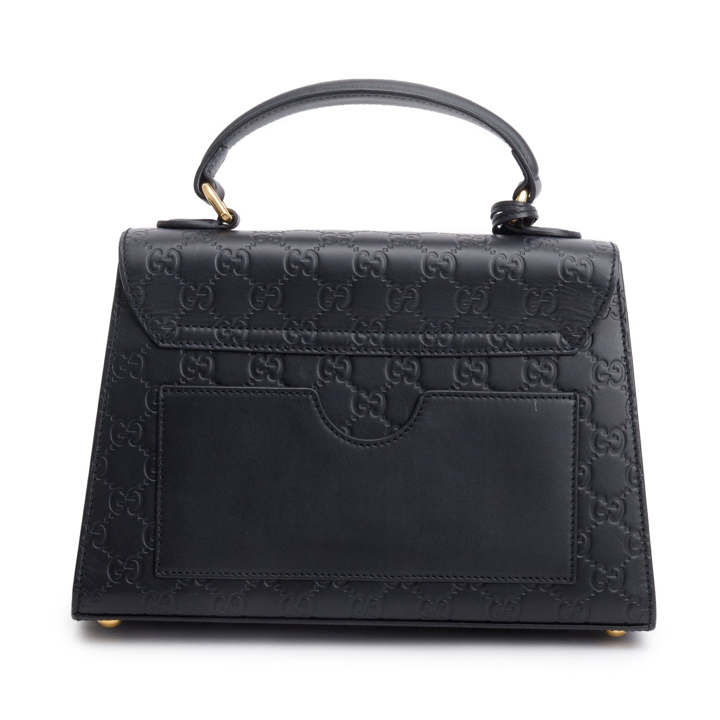Gucci Black GG Signature Leather Small Padlock Top Bag