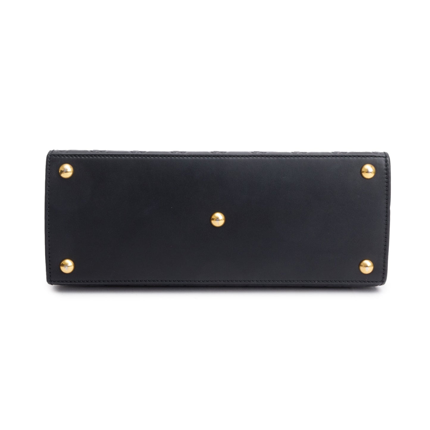 Gucci Black GG Signature Leather Small Padlock Top Bag