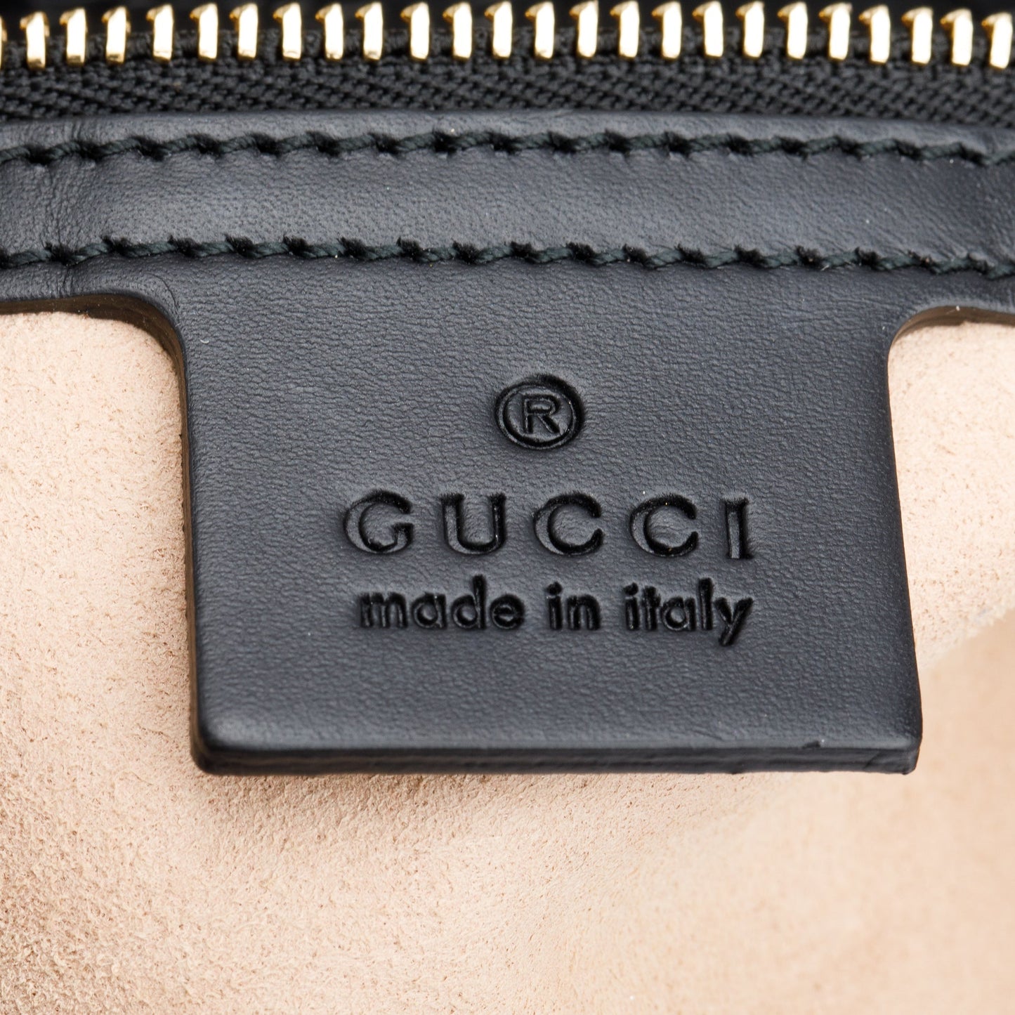 Gucci Black GG Signature Leather Small Padlock Top Bag