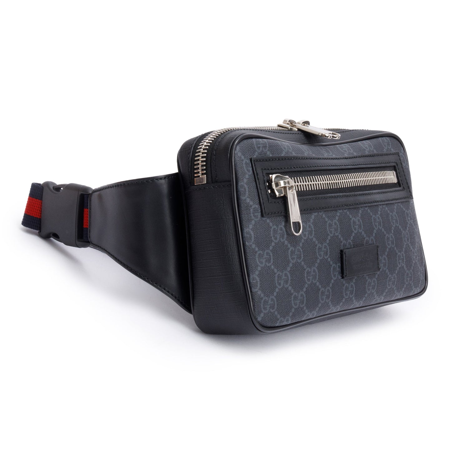 Gucci Black GG Supreme Belt Bag with Zip Pocket