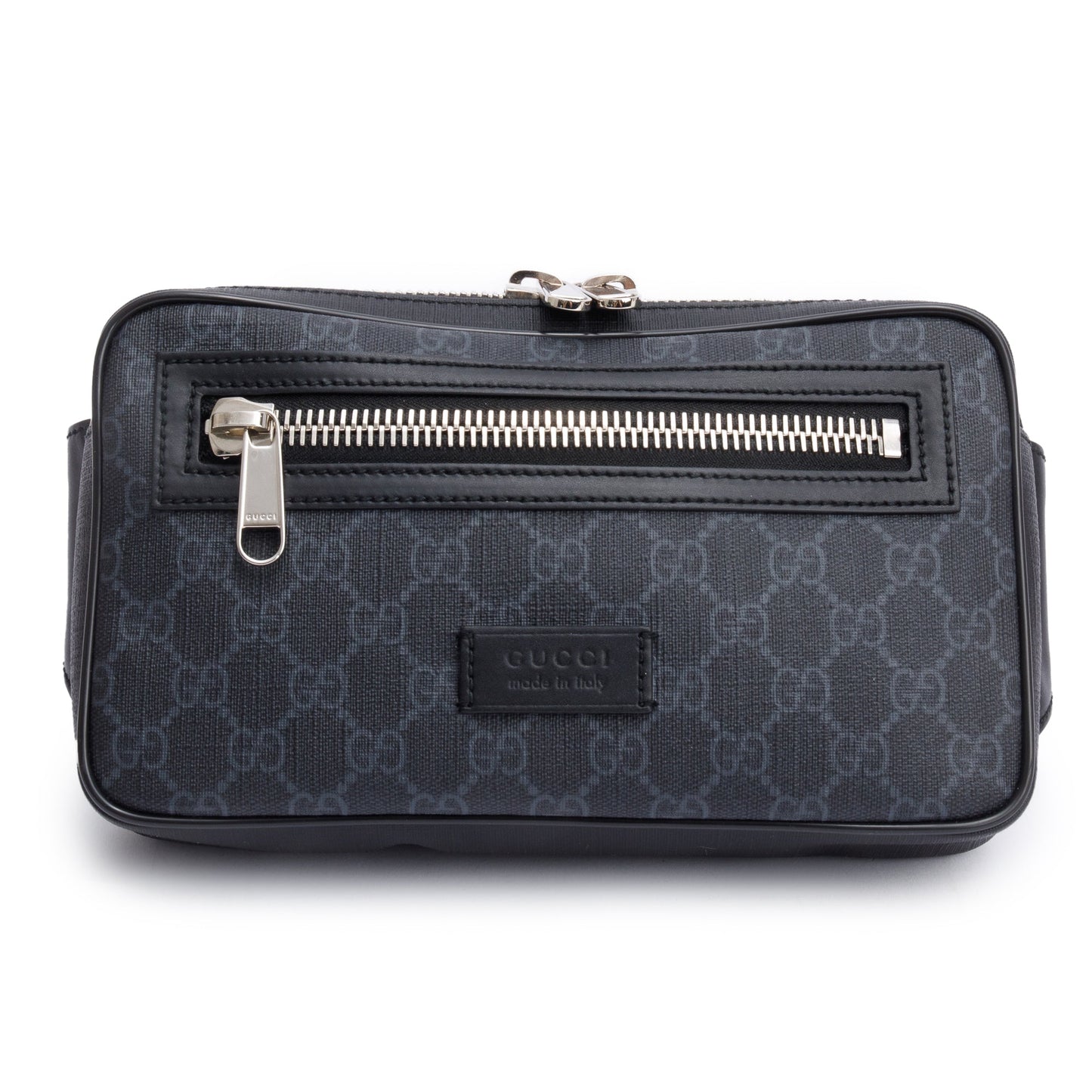 Gucci Black GG Supreme Belt Bag with Zip Pocket