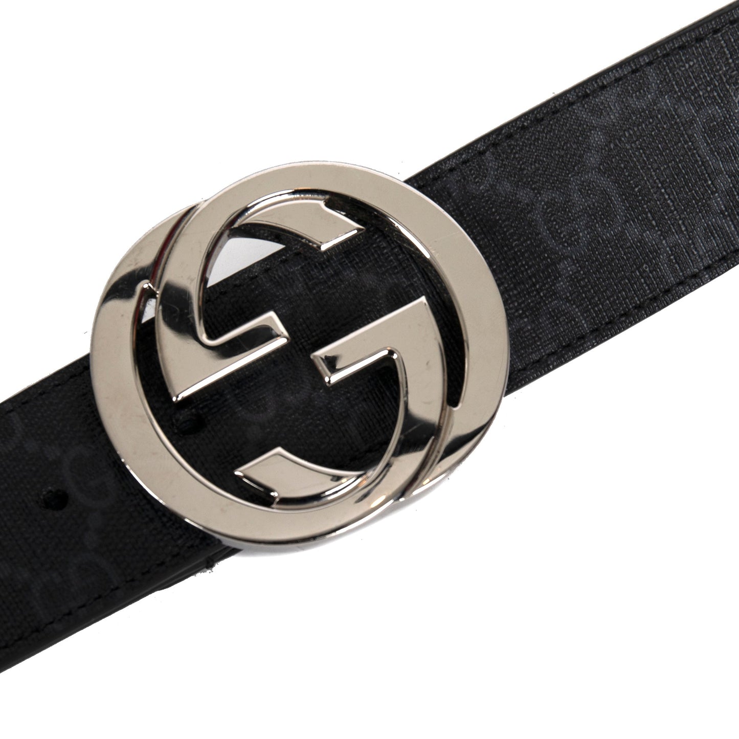 Gucci Black GG Supreme Belt with G Buckle