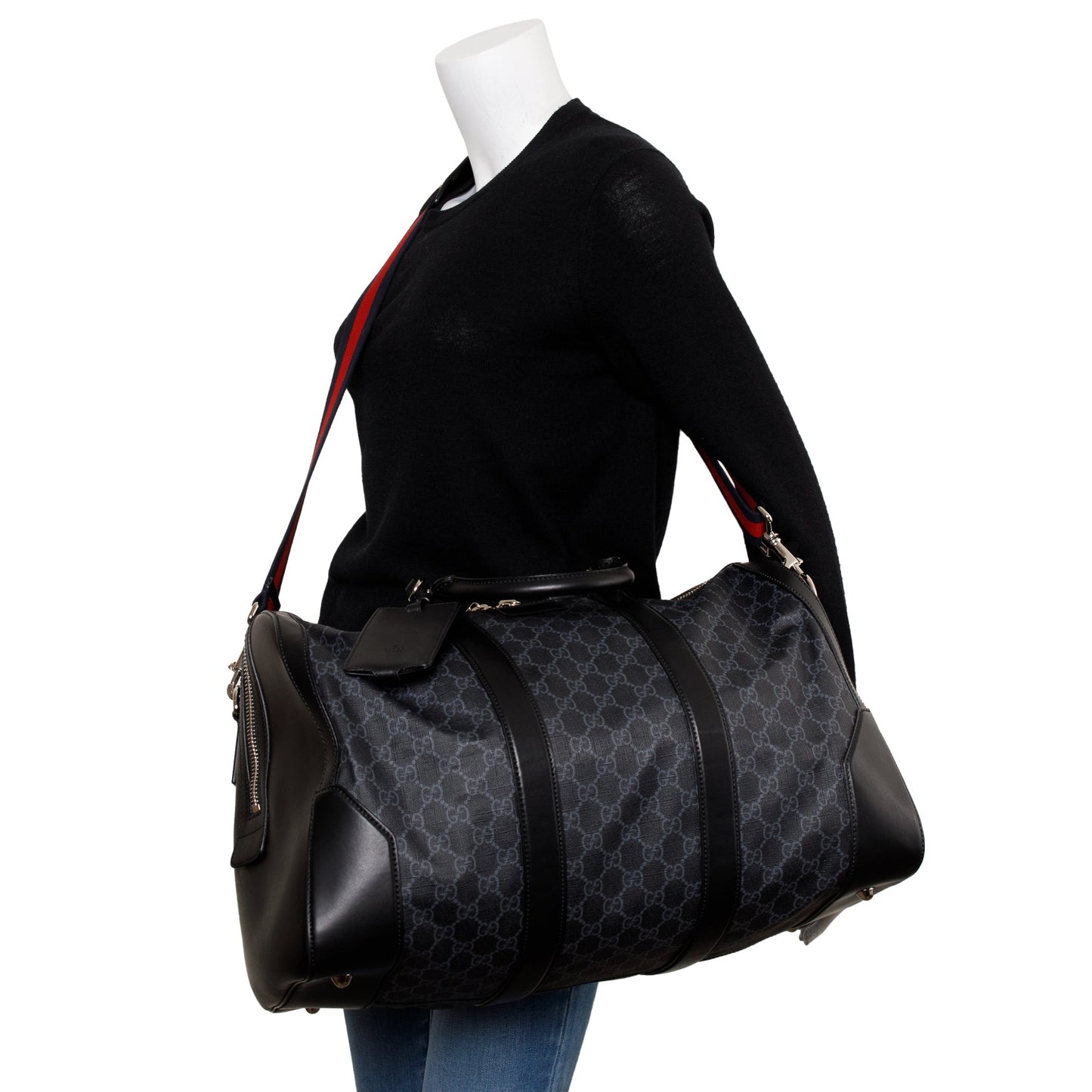 Gucci Black GG Supreme Canvas Carry-On Duffle Bag